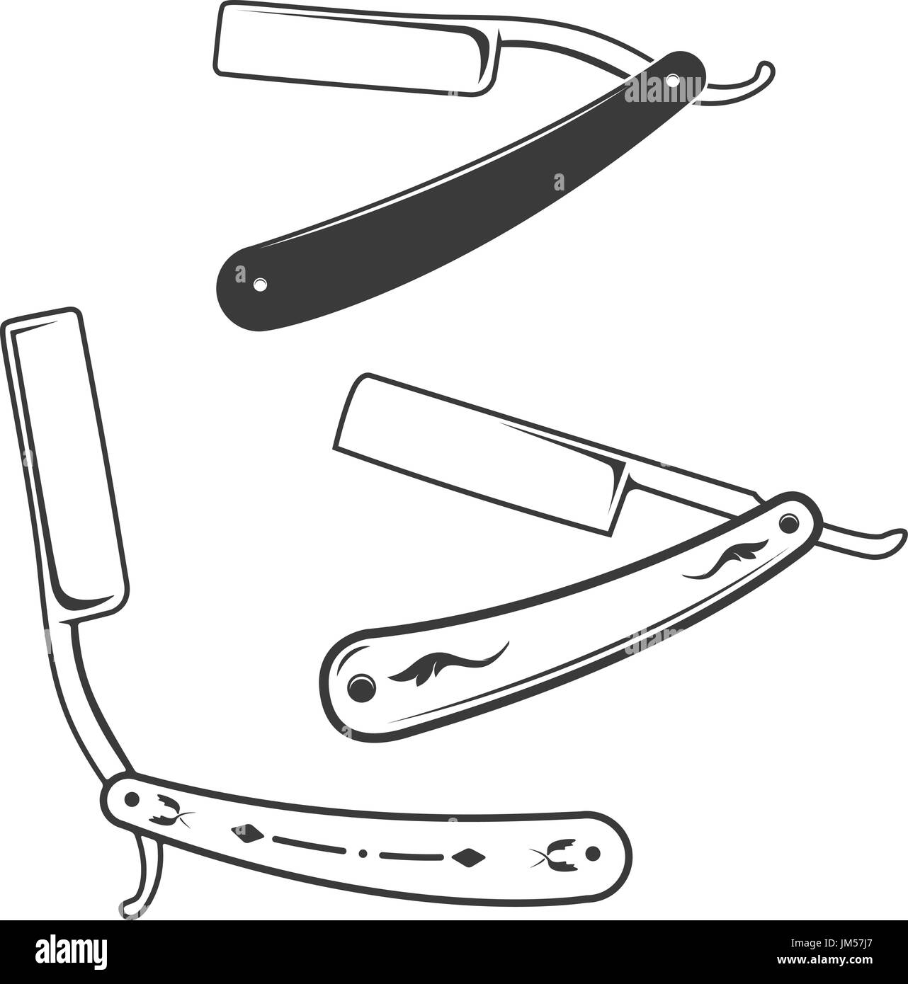 El conjunto de cuchillas de afeitar ilustración aislado sobre fondo blanco.  Los elementos de diseño Barber shop etiqueta, emblema, signo, marca y  póster. Vector illustrat Imagen Vector de stock - Alamy