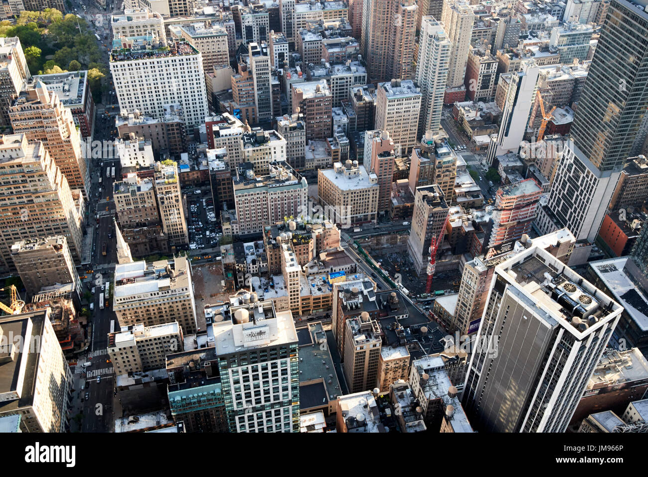 Vista aérea de la ciudad de Nueva York mirando a nomad midtown south central EE.UU. Foto de stock