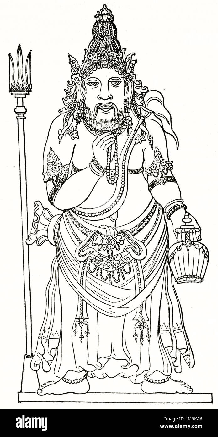 Imagen antigua de Shiva, el Hinduismo deidad. Por autor desconocido, publicado en el Magasin pintoresco, París, 1837 Foto de stock