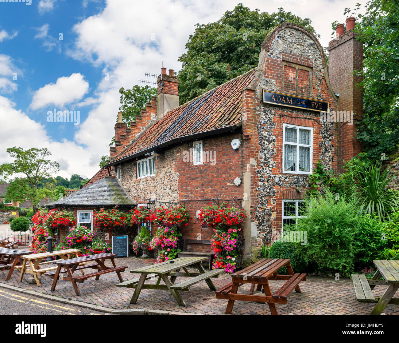 Inglés tradicional Pub.el pub de Adán y Eva, Norwich, Norfolk, Inglaterra, Reino Unido. Foto de stock