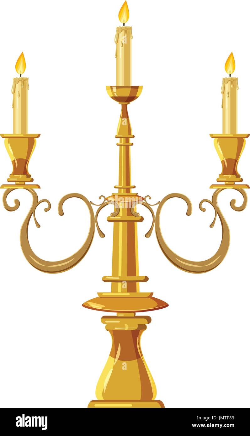 Candelabro de tres velas, icono de estilo de dibujos animados Imagen