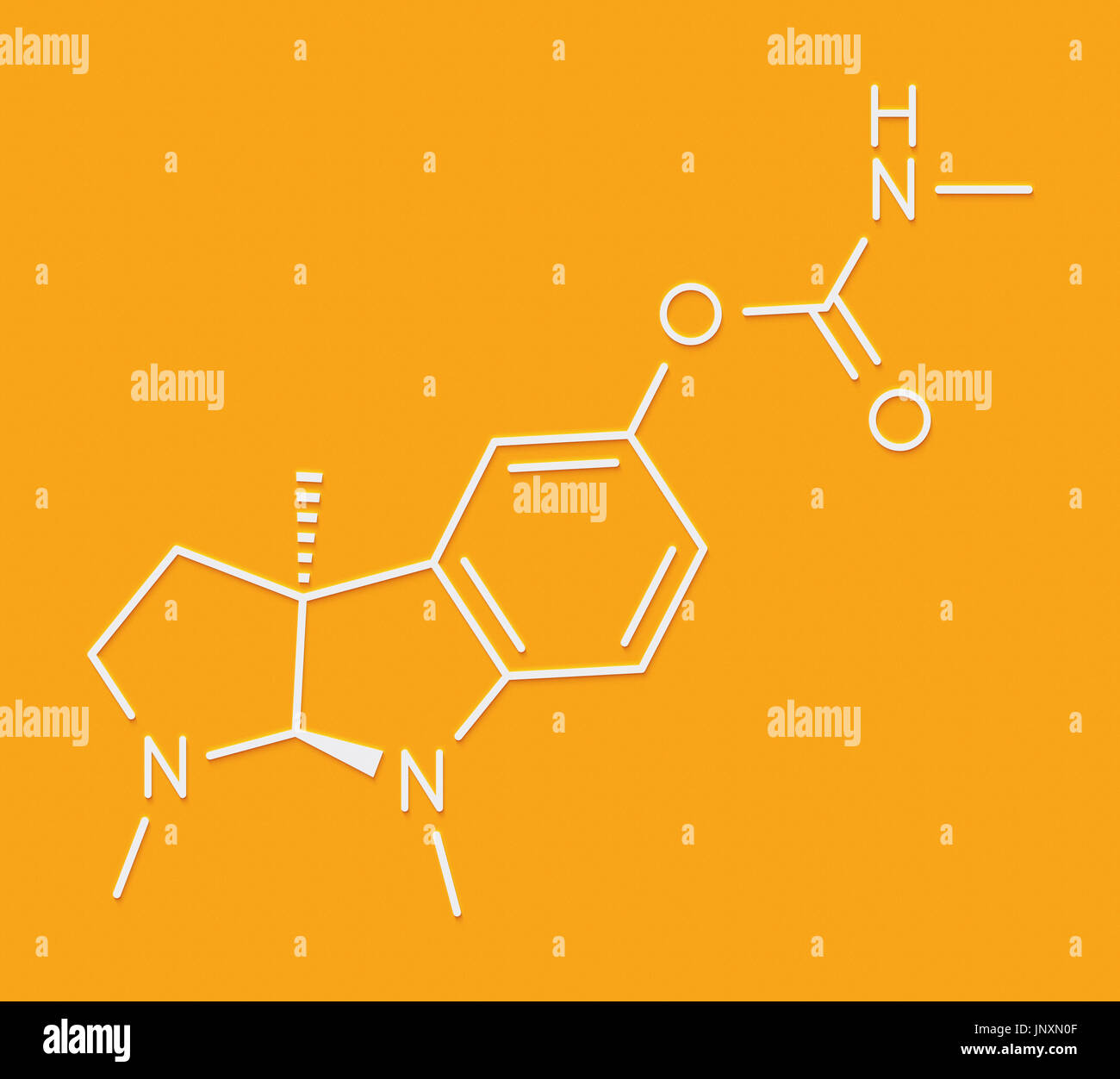 Fisostigmina alcaloide molécula. Presente en Calabar y bean manchineel árbol, actúa como