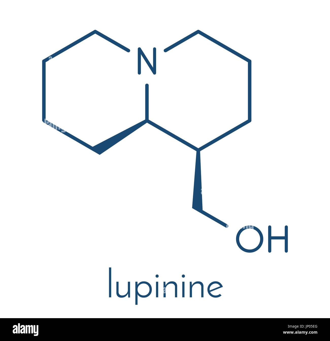 Lupin lupinine alcaloide molécula. Fórmula esquelética Imagen Vector de