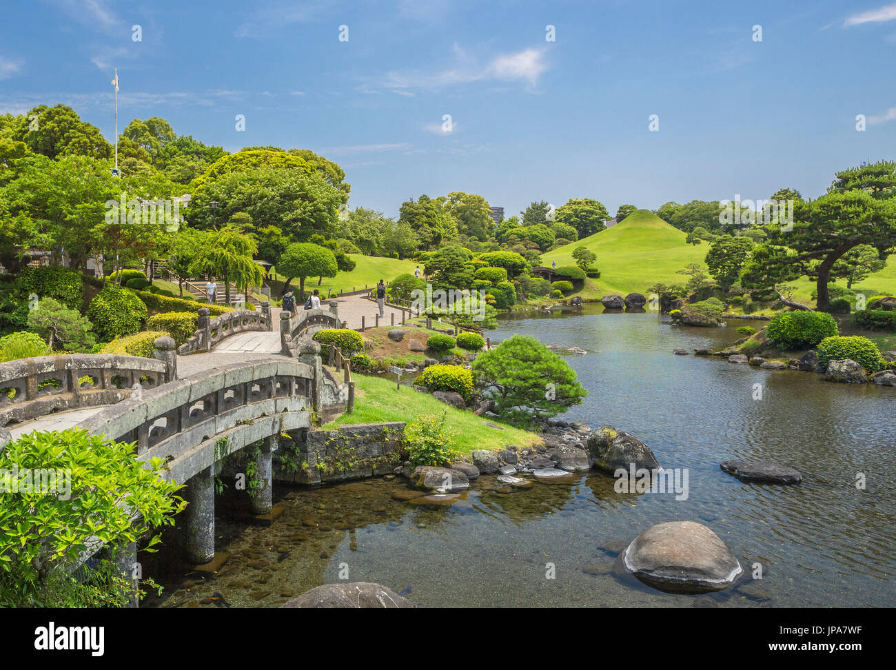 La Isla de Kyushu, Japón, la ciudad de Kumamoto, Suizenji Garden Foto de stock