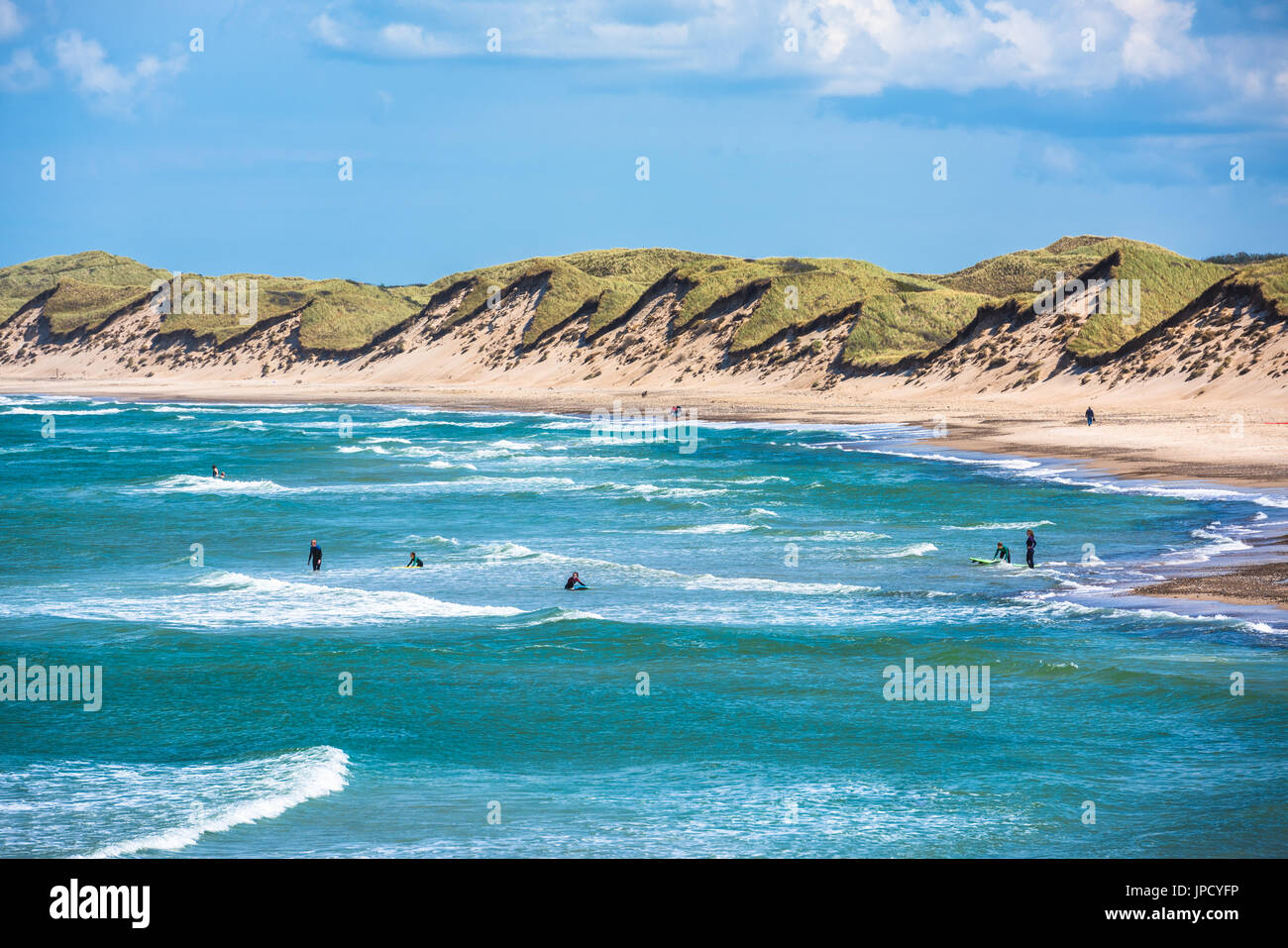 Playa del Mar del Norte, en la costa de Jutlandia, Dinamarca Foto de stock