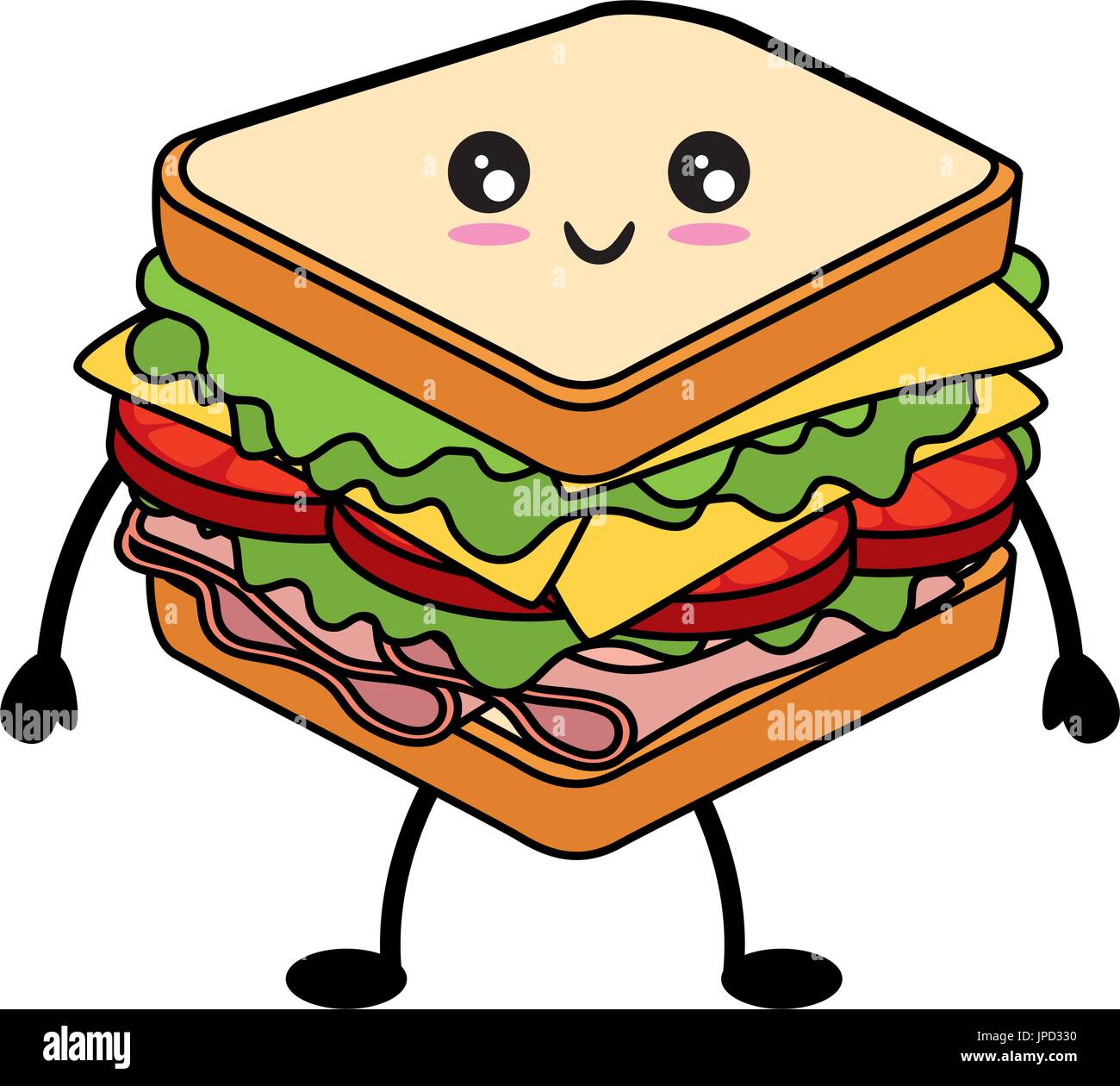 Kawaii icono sandwich sobre fondo blanco colorido diseño ilustración  vectorial Imagen Vector de stock - Alamy