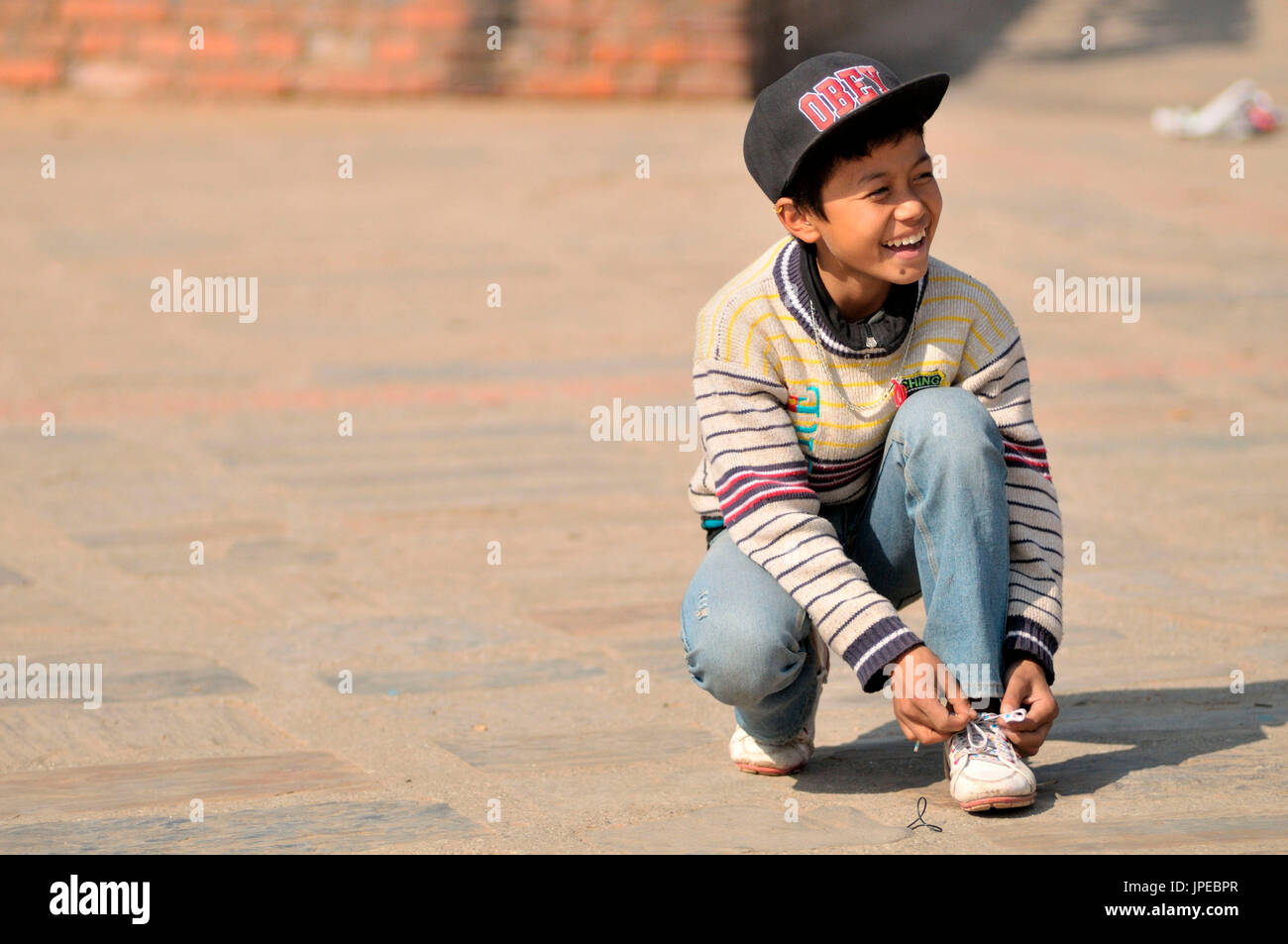 La sonrisa de niño Foto de stock