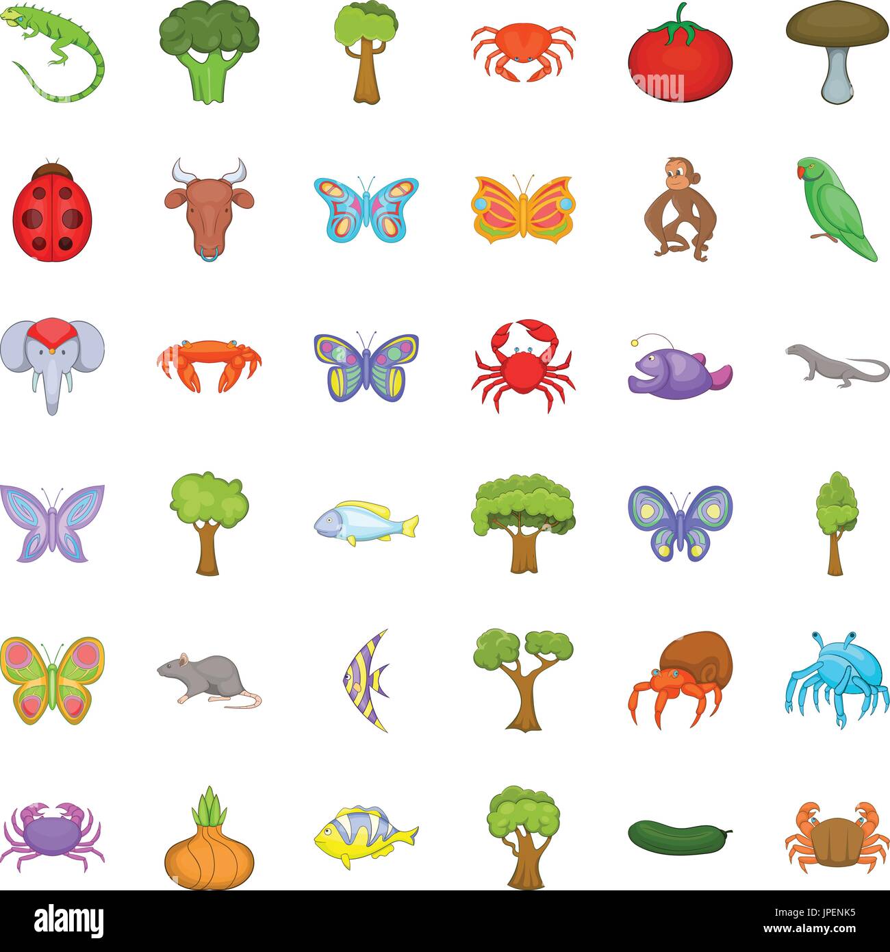 En biología, conjunto de iconos de estilo de dibujos animados Imagen Vector  de stock - Alamy