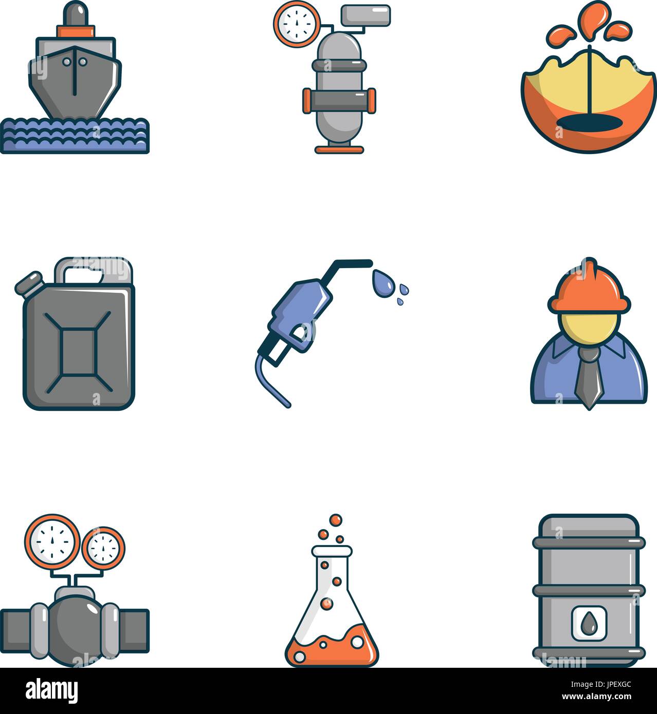 Conjunto De Iconos De Transporte De Petroleo Estilo De Dibujos Animados Imagen Vector De Stock Alamy