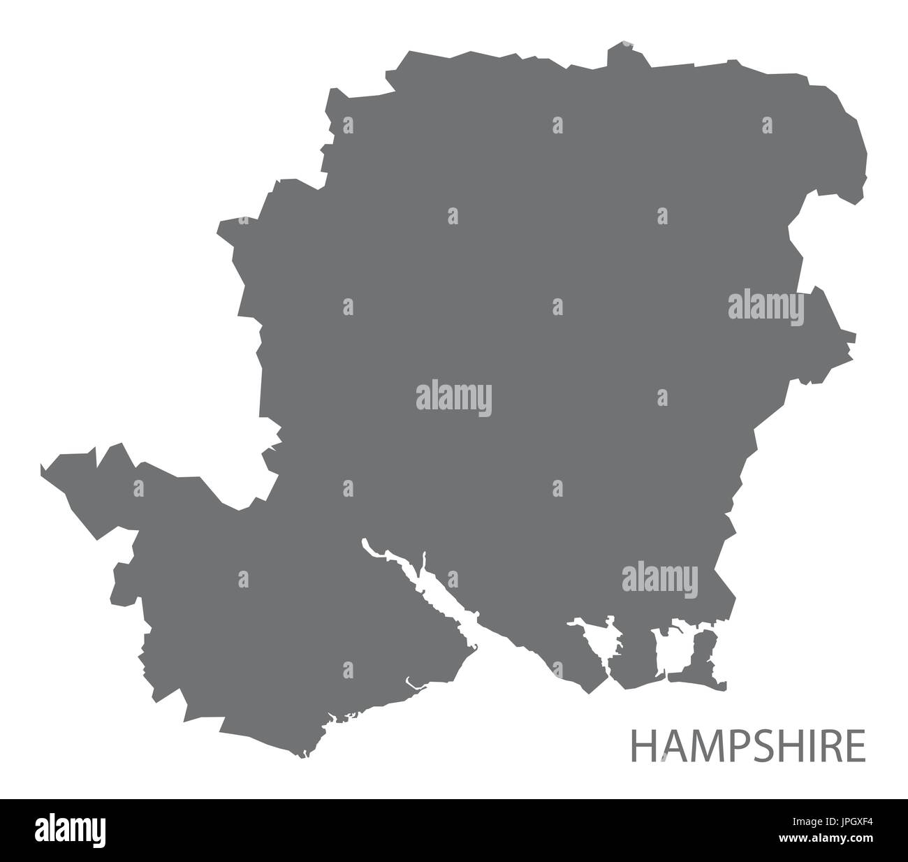 Mapa del condado de Hampshire Inglaterra gris forma de silueta ilustración Ilustración del Vector