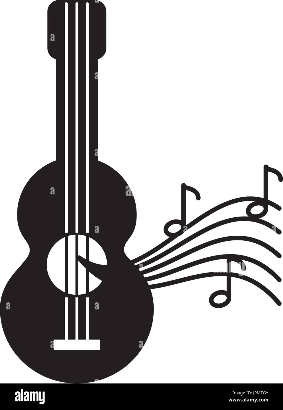 Guitarra acústica con notas musicales Imagen Vector de stock - Alamy