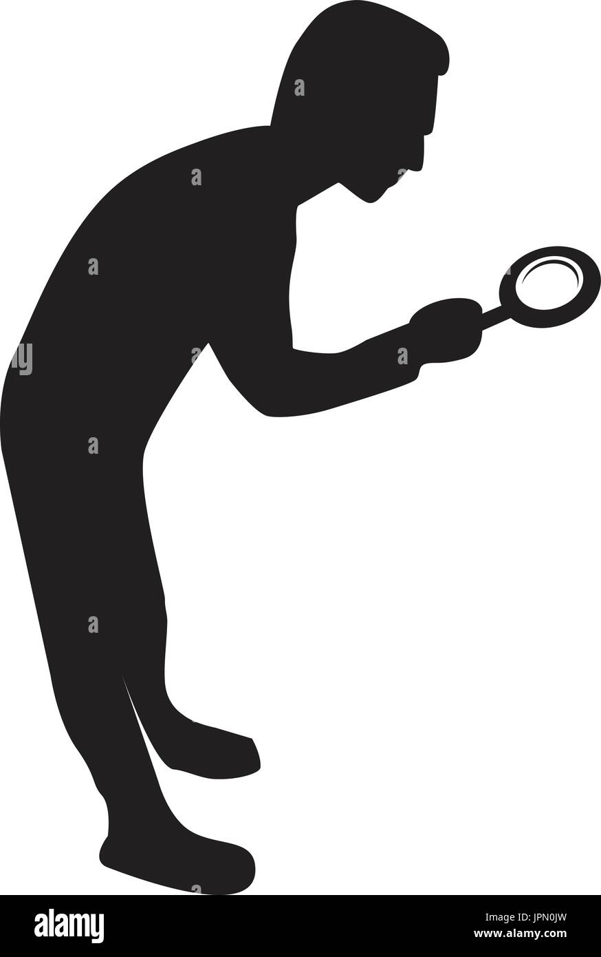 Silueta De Una Persona Buscando Con Una Lupa Ilustracion Aislado Sobre Fondo Blanco Imagen Vector De Stock Alamy