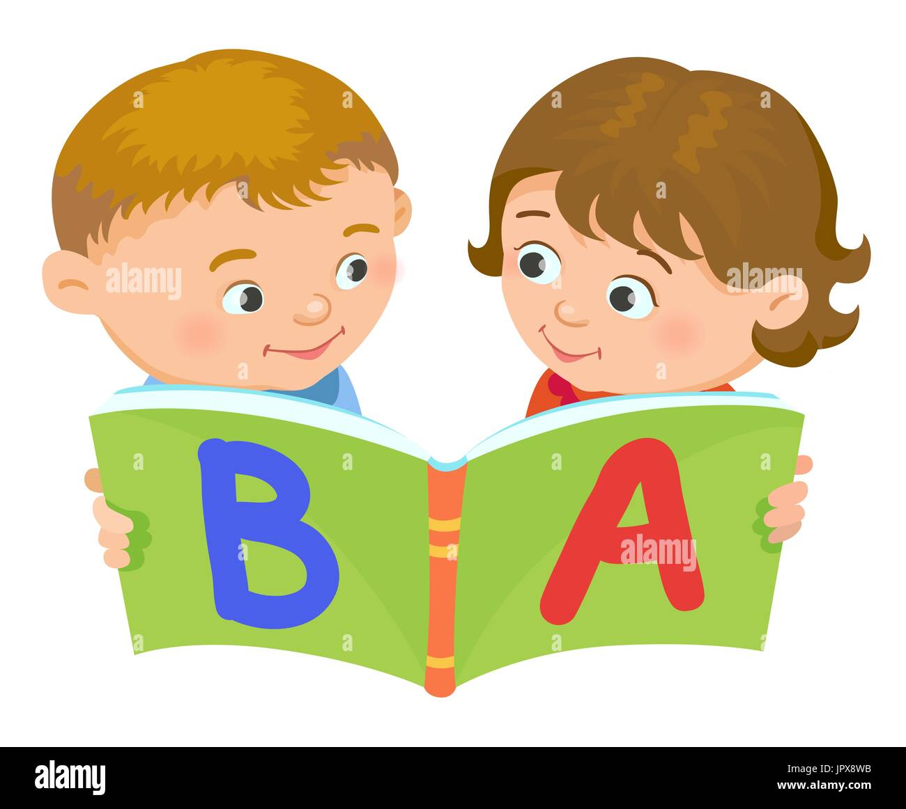 Grupo de niños leyendo un libro libro para colorear página Imagen Vector de  stock - Alamy