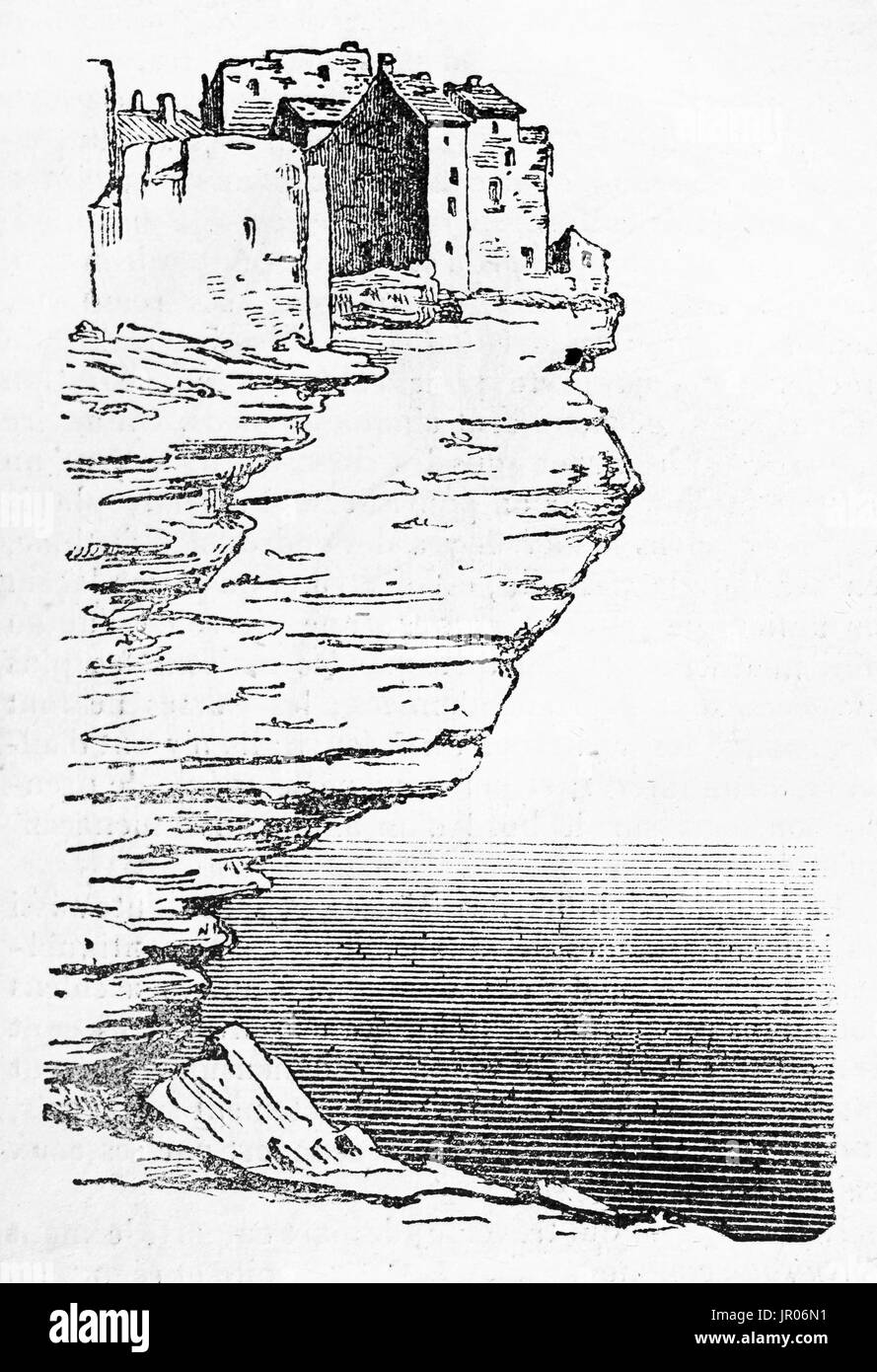 Bonifacio opinión antigua, sur de Córcega. Por autor desconocido, publicado en el Magasin pintoresco, París, 1833. Foto de stock