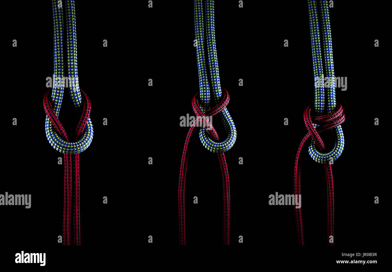 Nudo nudos cuerda de escalada vela nudo plano Fotografía de stock - Alamy
