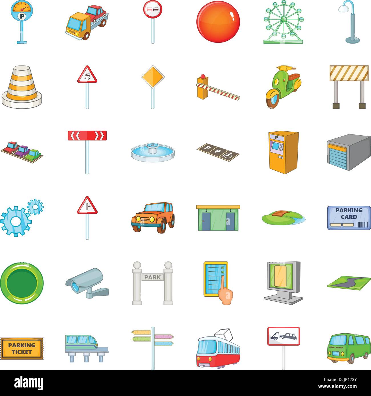 La Geografia De La Ciudad Conjunto De Iconos De Estilo De Dibujos Animados Imagen Vector De Stock Alamy