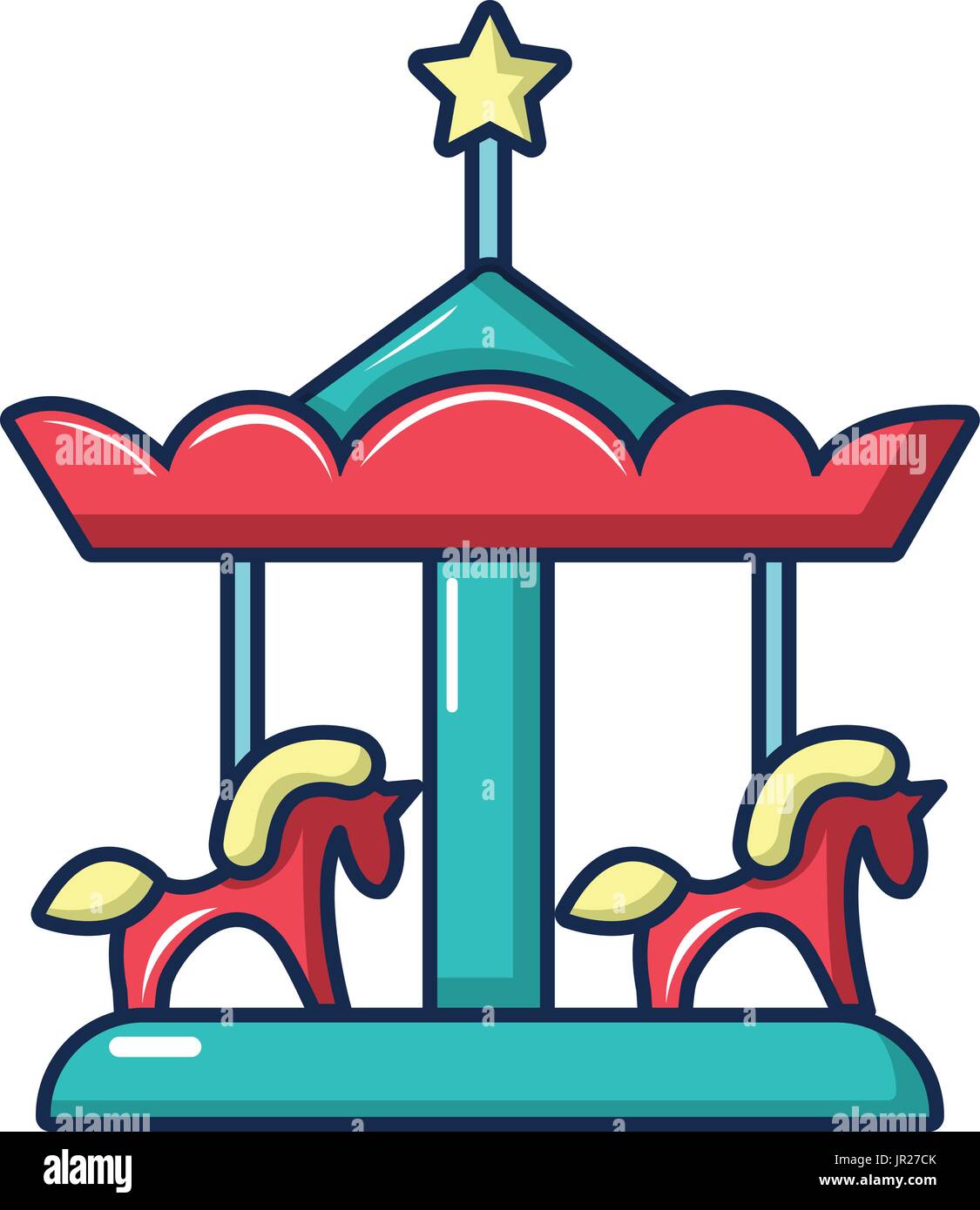 Carrusel con caballos, icono de estilo de dibujos animados Imagen Vector de  stock - Alamy
