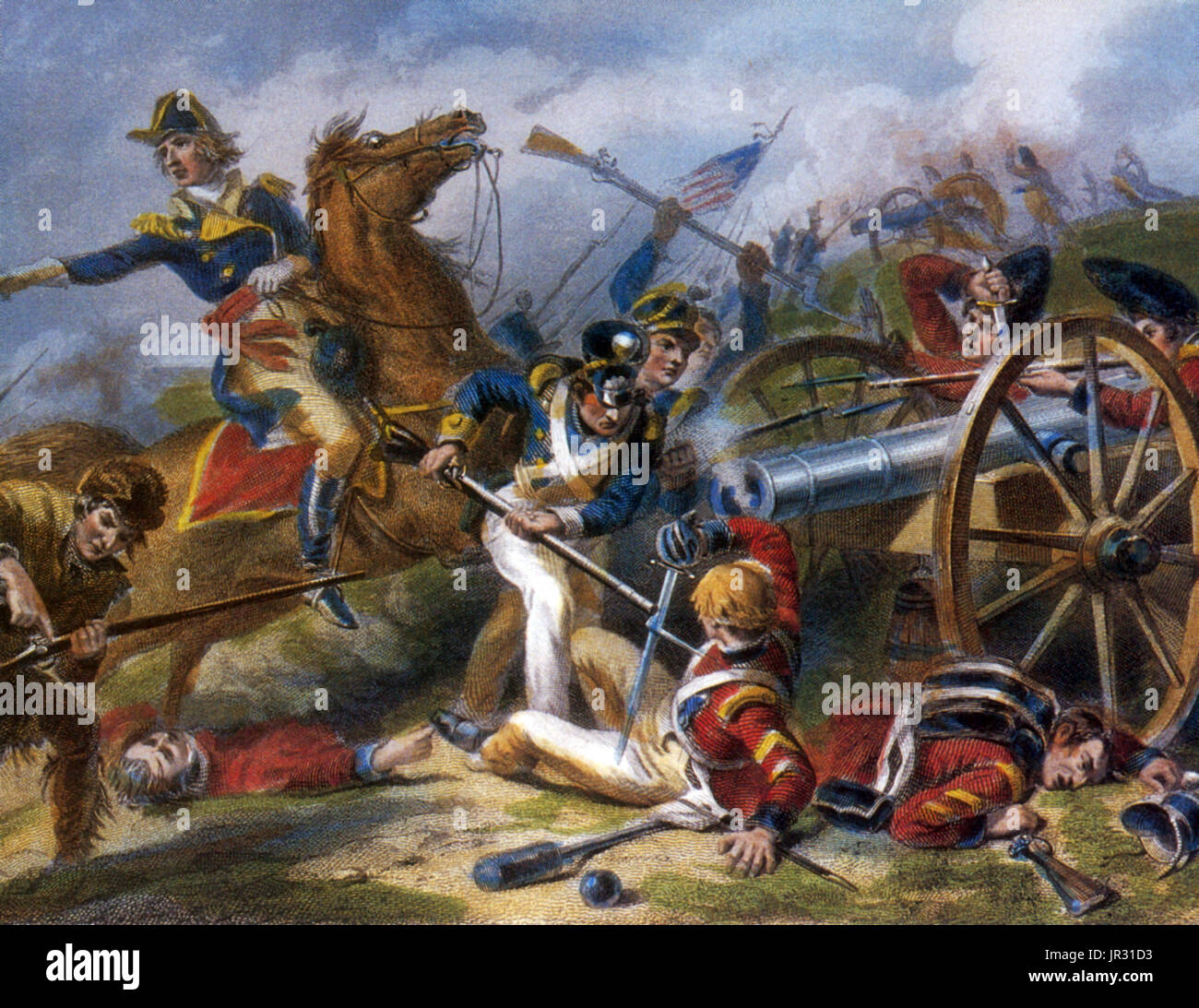 La batalla de Chippawa (a veces mal deletreado Chippewa) fue una victoria para el ejército de los Estados Unidos en la guerra de 1812, durante una invasión de Canadá superior a lo largo del Río Niágara el 5 de julio de 1814. La batalla de Chippawa, y la subsiguiente batalla de Lundy's Lane, demostró que la American unidades regulares podría celebrar su propia contra British asiduos si bien entrenado y bien dirigido. Se considera generalmente que Riall, aunque engañados en cuanto a la fortaleza de las fuerzas americanas y su calidad overconfidently avanzada, y su táctica errónea condujo a la pesada víctimas británicas. El 25 Infan Foto de stock