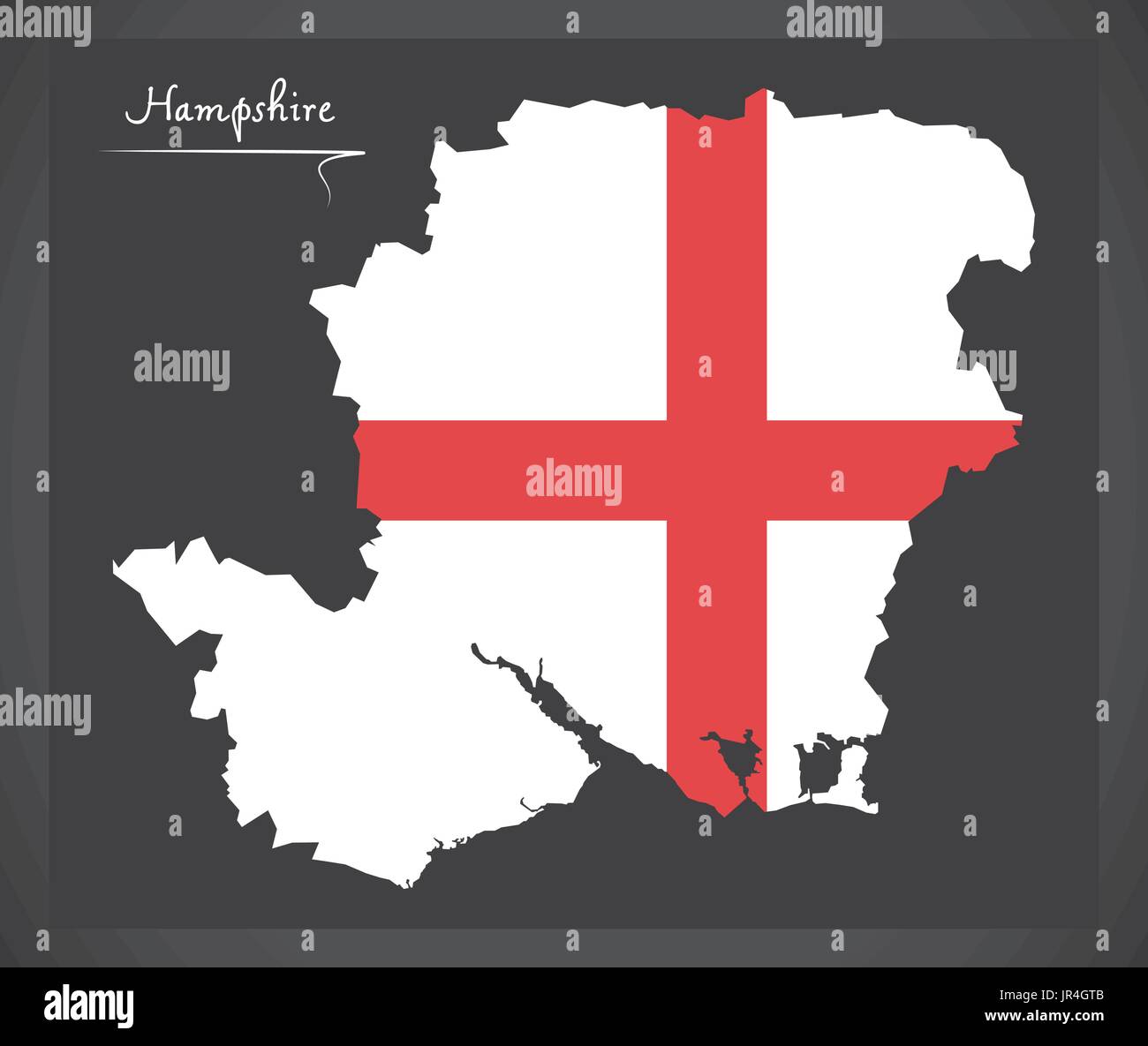 Mapa Hampshire Inglaterra con bandera nacional inglés ilustración Ilustración del Vector