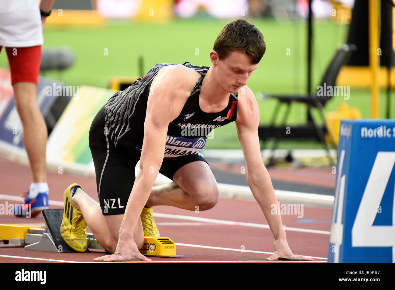 William Stedman compitiendo en la final de T36 400m en el Campeonato Mundial de Atletismo, London Stadium Foto de stock