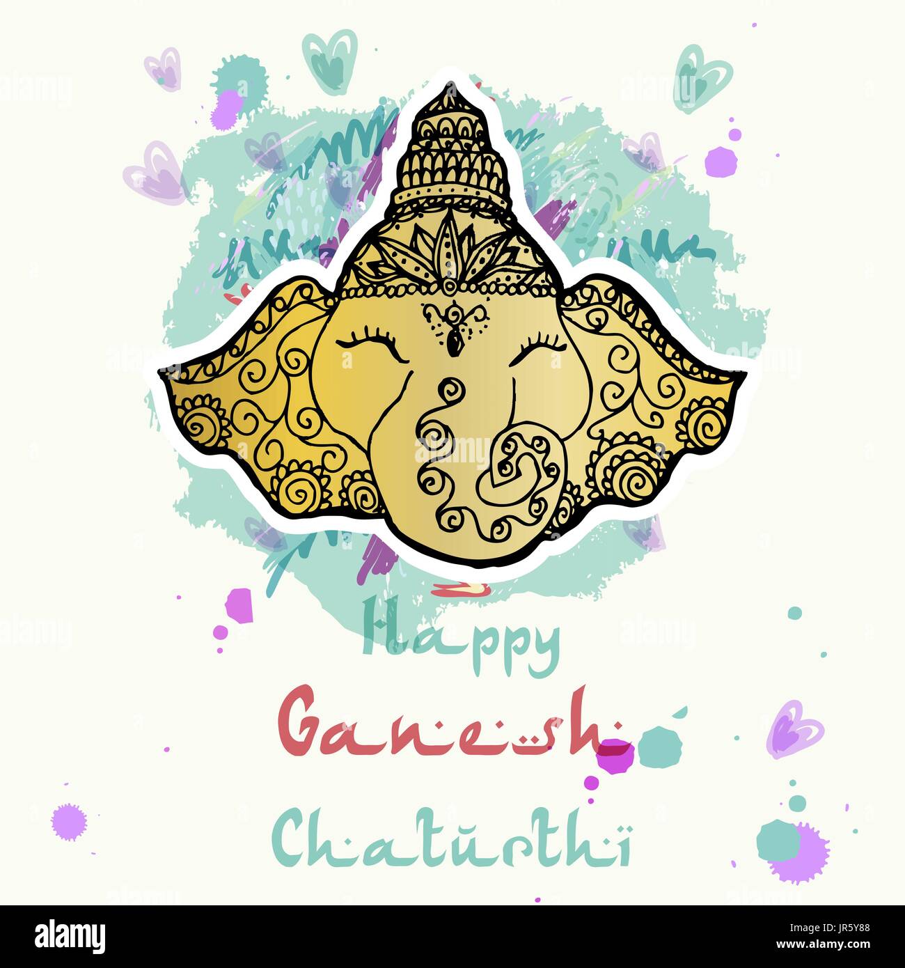 Ilustración de la fiesta de cumpleaños del dios hindú Ganesha Imagen ...