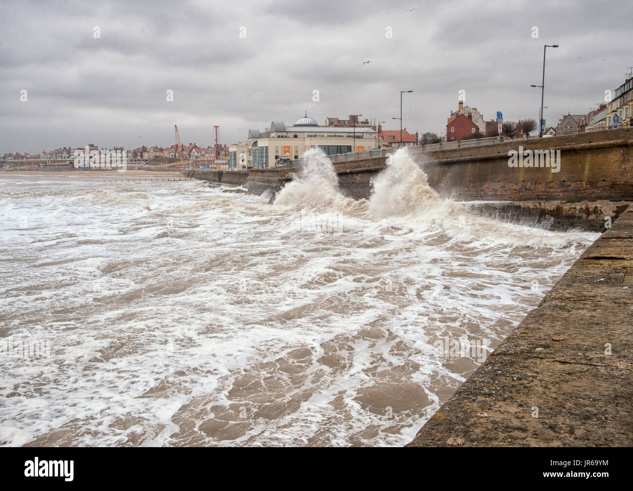 Las tormentas de invierno en la Costa Este del Reino Unido GB Eng Foto de stock