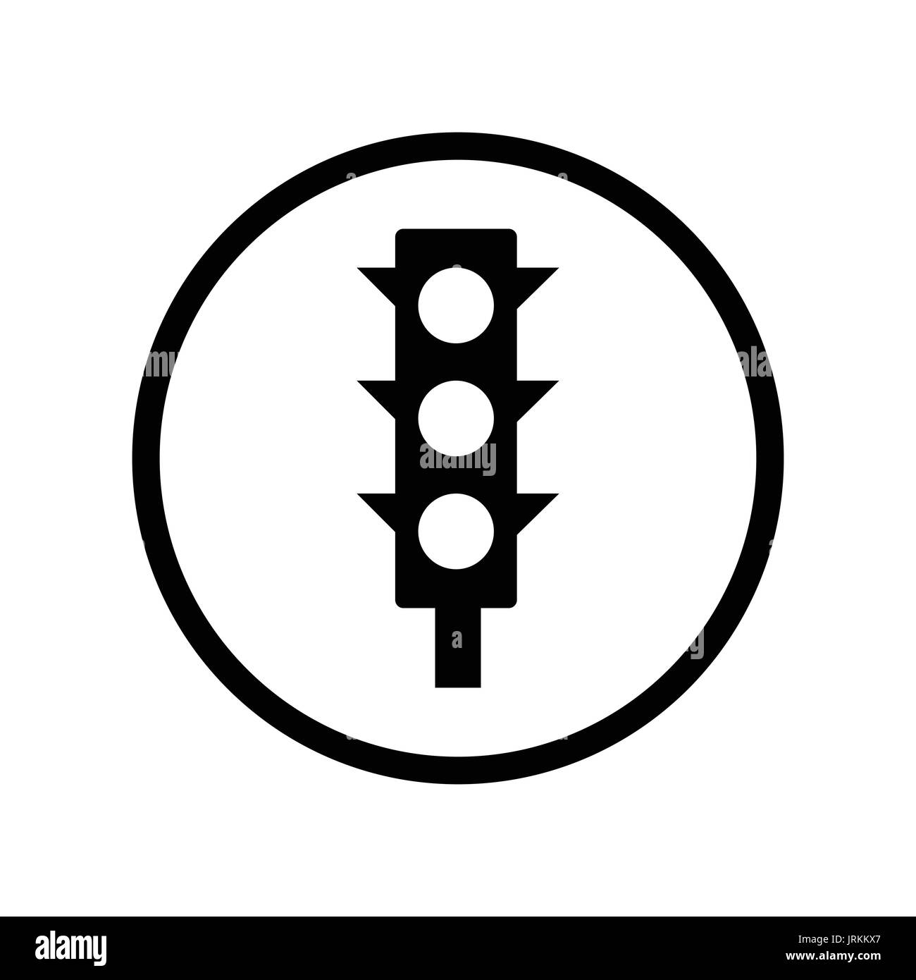 Icono de semáforo, símbolo icónico dentro de un círculo, sobre un fondo blanco. Vector diseño icónico. Ilustración del Vector
