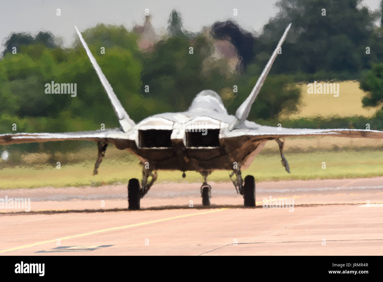 Lockheed Martin F-22 Raptor avión de caza furtivo en el espectáculo aéreo de RIAT en los Cotswolds Foto de stock