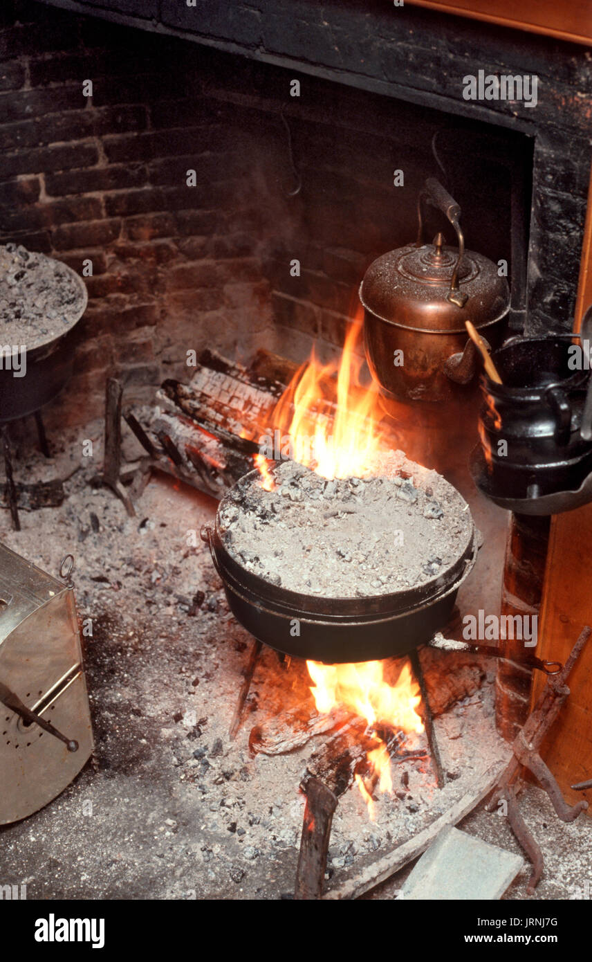 Horno Holandés Que Cocina Sobre La Llama Abierta Imagen de archivo - Imagen  de salud, alimento: 1449679