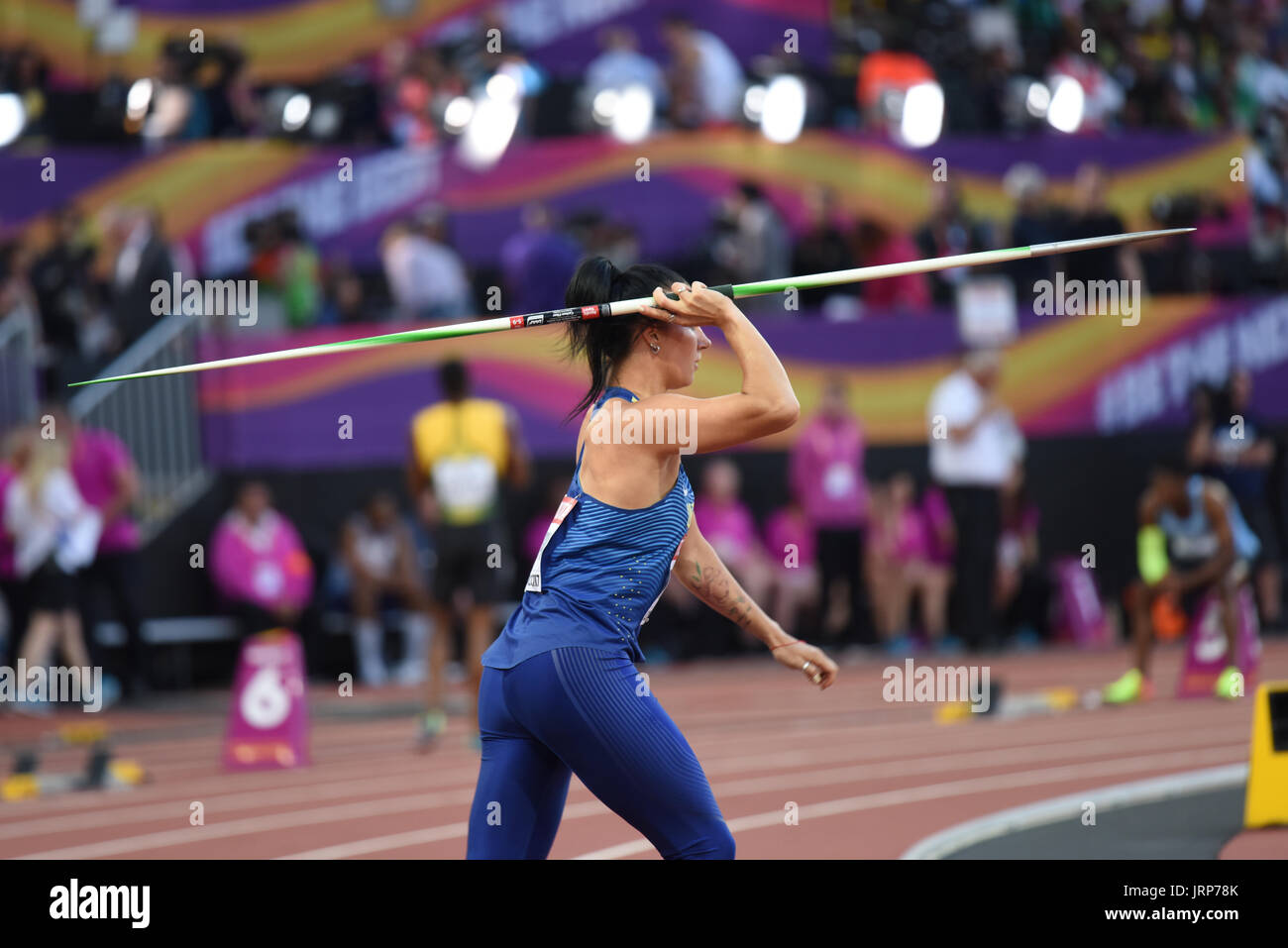 Londres, Reino Unido. 6 de agosto de 2017. Campeonatos Mundiales de la IAAF. Domingo.Javelin Throw, Mujeres, calificaciones de crédito: Matthew Chattle/Alamy Live News Crédito: Matthew Chattle/Alamy Live News Foto de stock