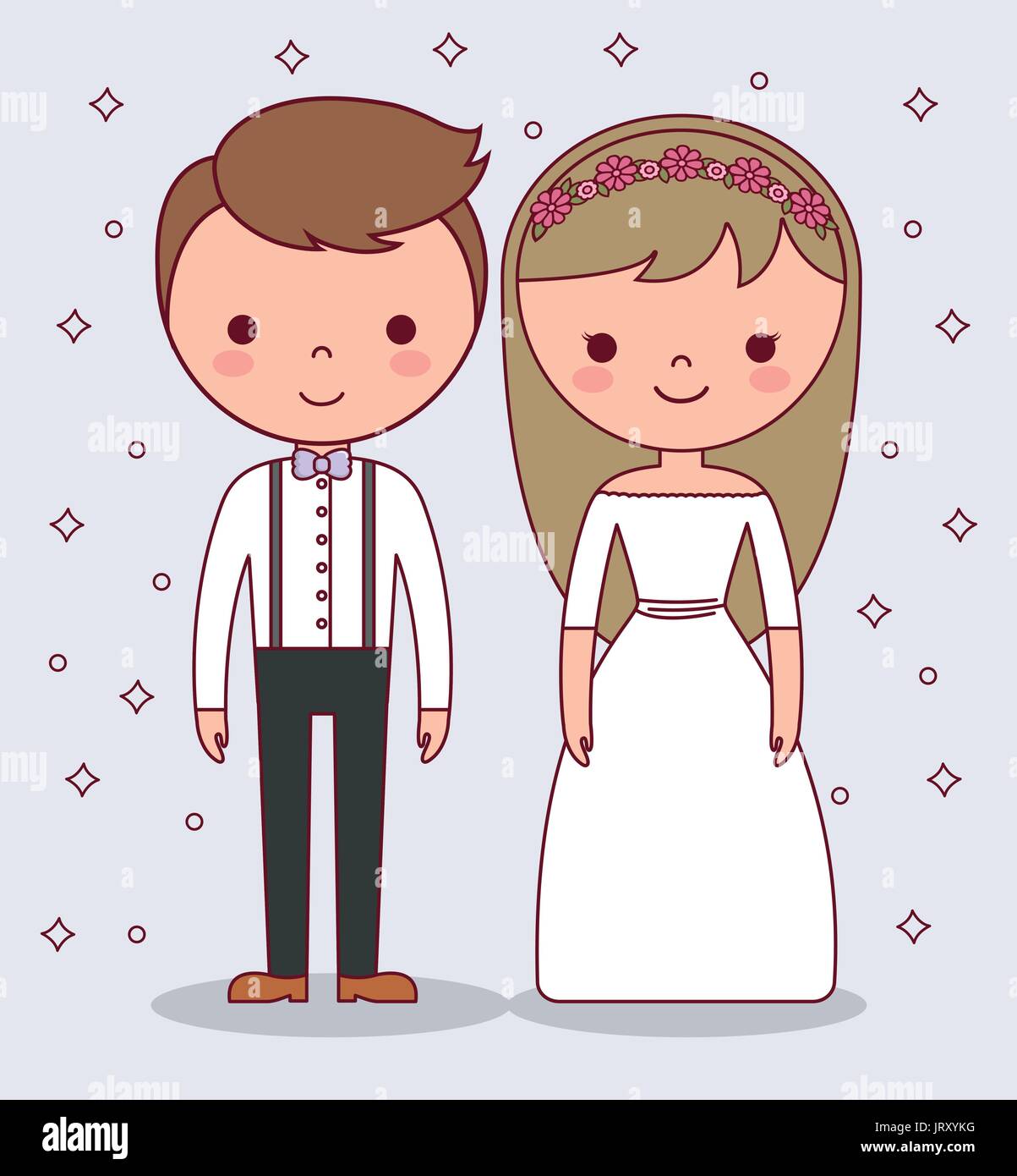 Pareja De Novios Icono Dibujos Animados Ilustracion Del Vector