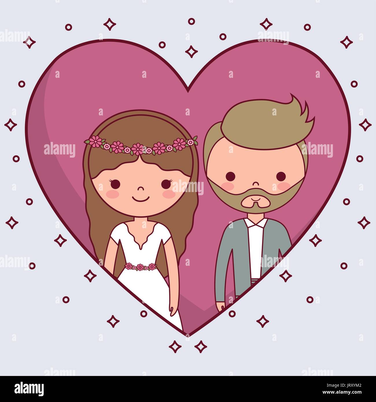 Pareja De Novios Icono Dibujos Animados Ilustracion Del Vector