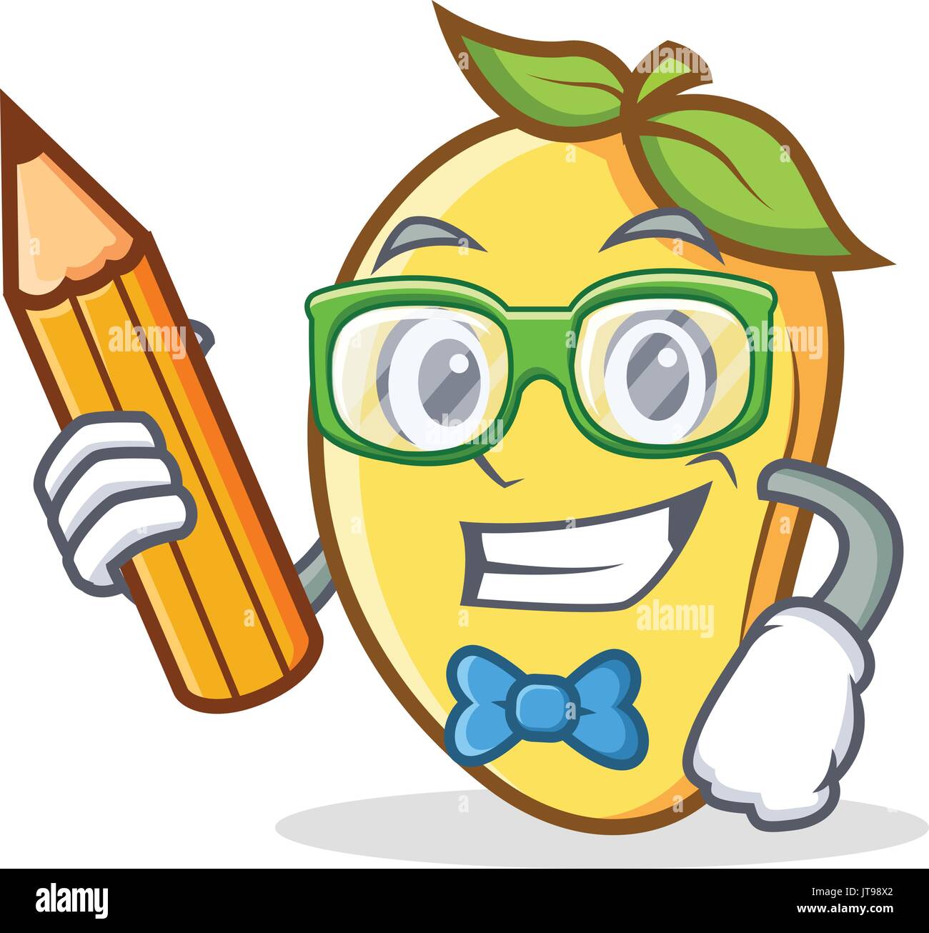Estudiante de mango cartoon character mascot con lápiz Imagen Vector de  stock - Alamy
