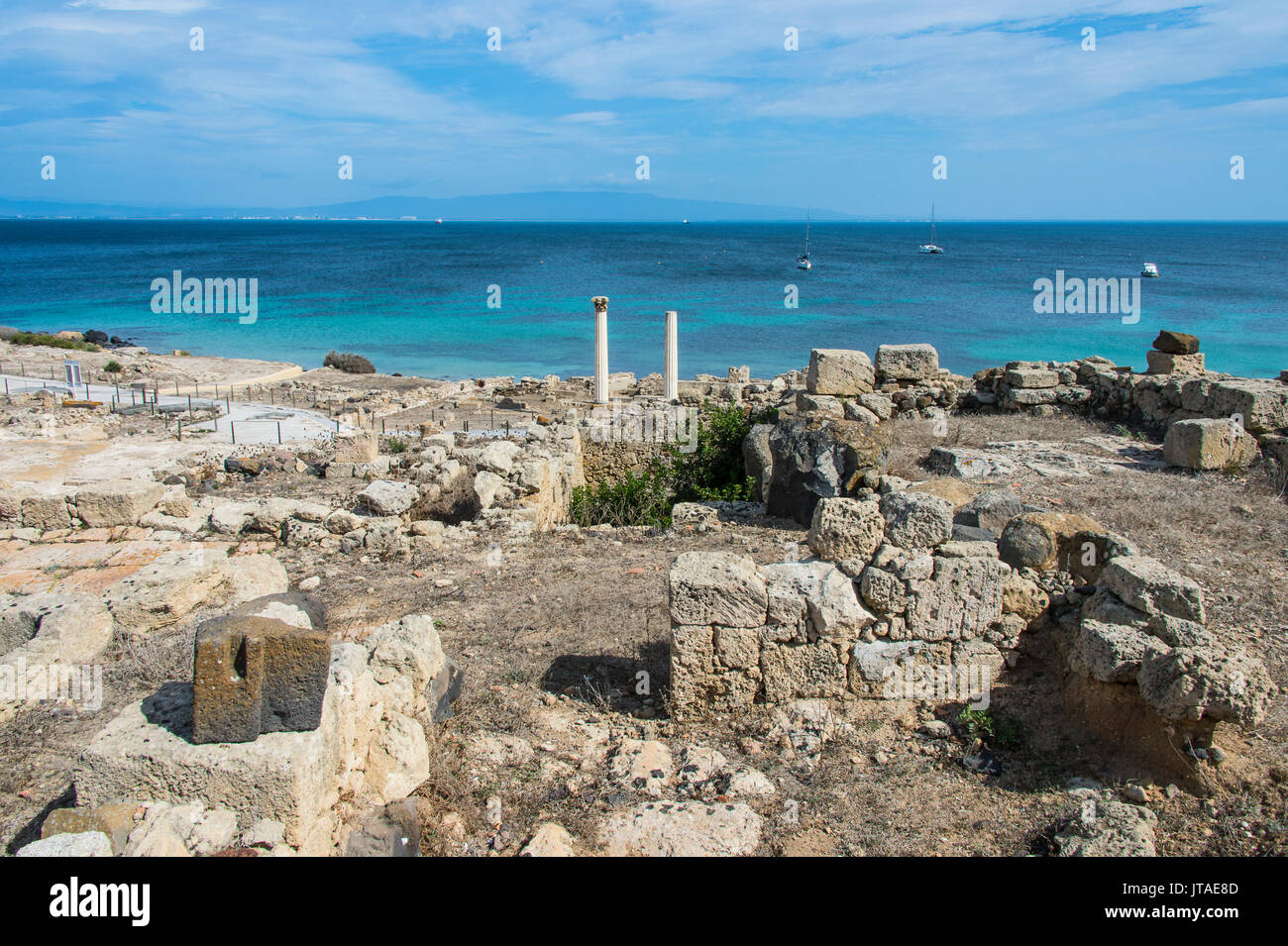 Sitio arqueológico de Tharros, Cerdeña, Italia, Mediterráneo, Europa Foto de stock