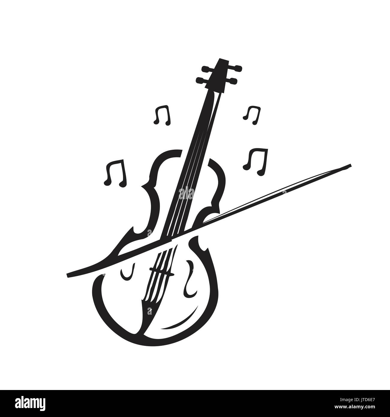 Ilustración de violín con notas musicales, el diseño de iconos, aislado  sobre fondo blanco Imagen Vector de stock - Alamy