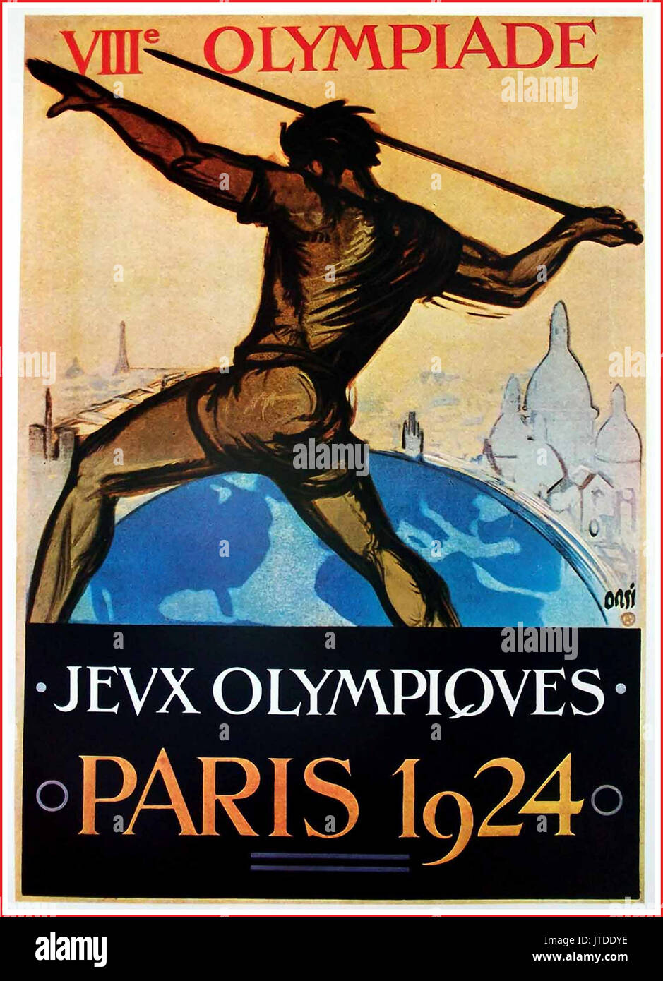 Cartel de la Olimpiada 1924 París Francia Foto de stock