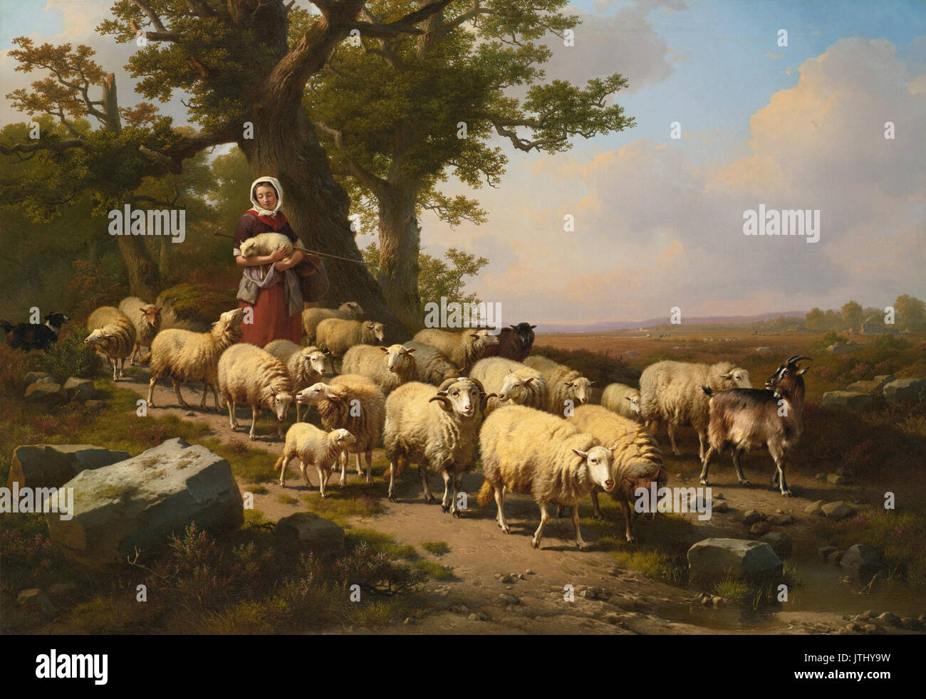 一个牧羊女与她的羊群 通过 eugène joseph verboeckhoven (1798