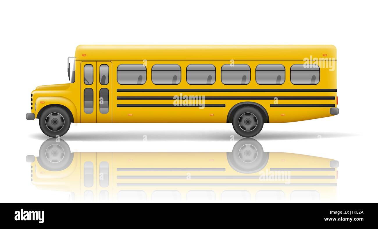 Autobús escolar amarillo. Transporte y vehículos de transporte, viajes en automóvil. Autobús escolar Relistic boceto. Ilustración vectorial Ilustración del Vector