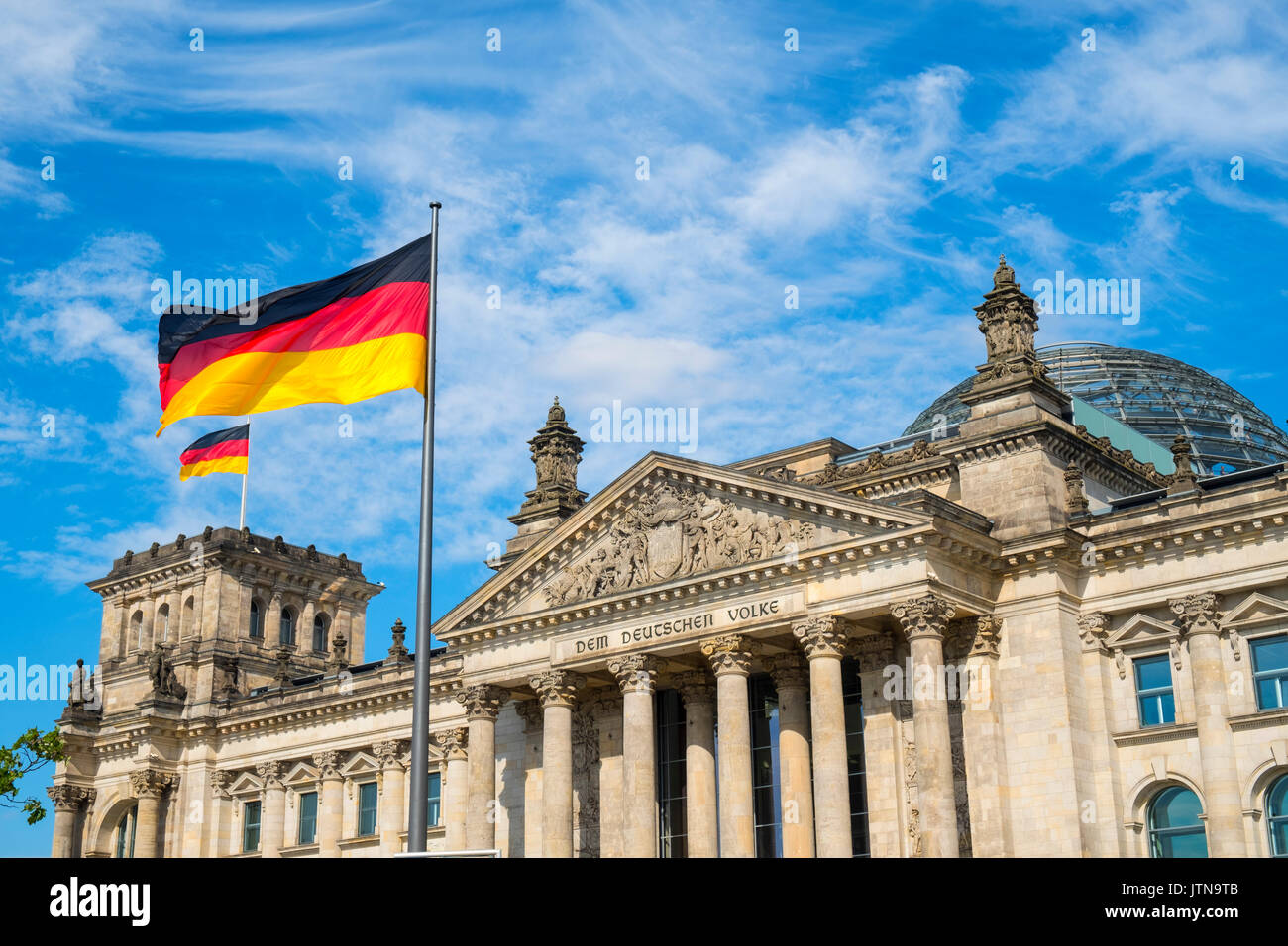 El edificio del parlamento Reichstag alemán en Berlín, Alemania Foto de stock