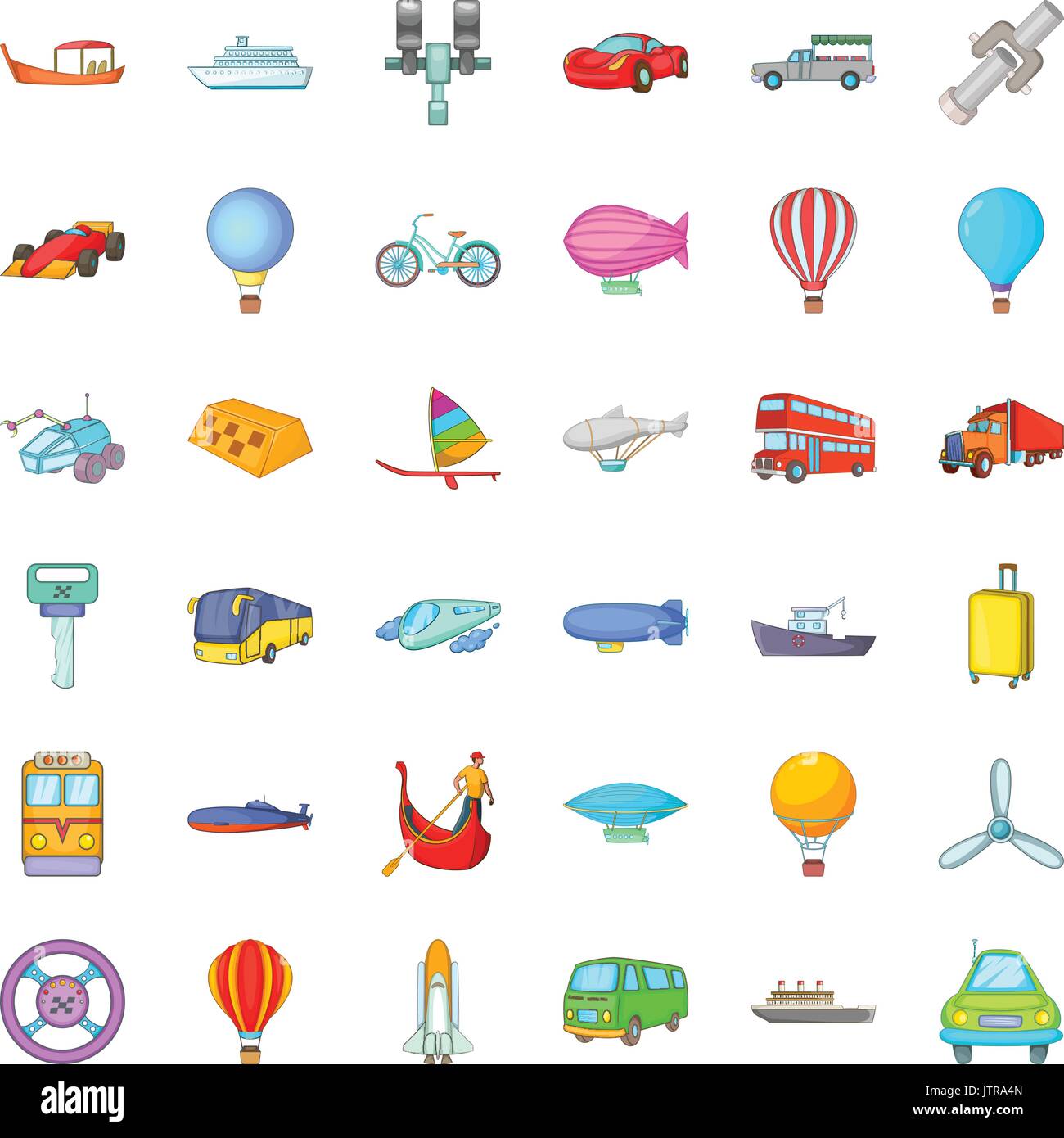 Conjunto De Iconos De Transporte Maritimo Del Estilo De Dibujos Animados Imagen Vector De Stock Alamy