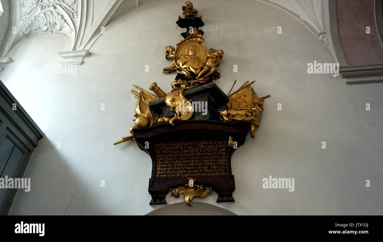 Una placa conmemorativa de perillo fiorentina el ooannesin St Peter's Church o pfarrkirche en Munich, Alemania. Foto de stock