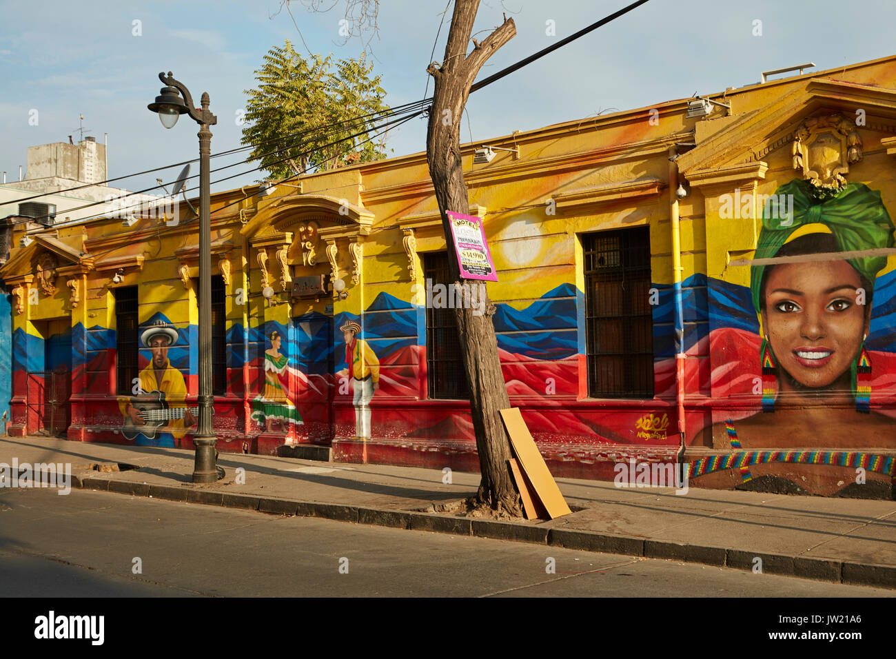 Mural, Bellavista, Santiago de Chile, Sudamérica Foto de stock