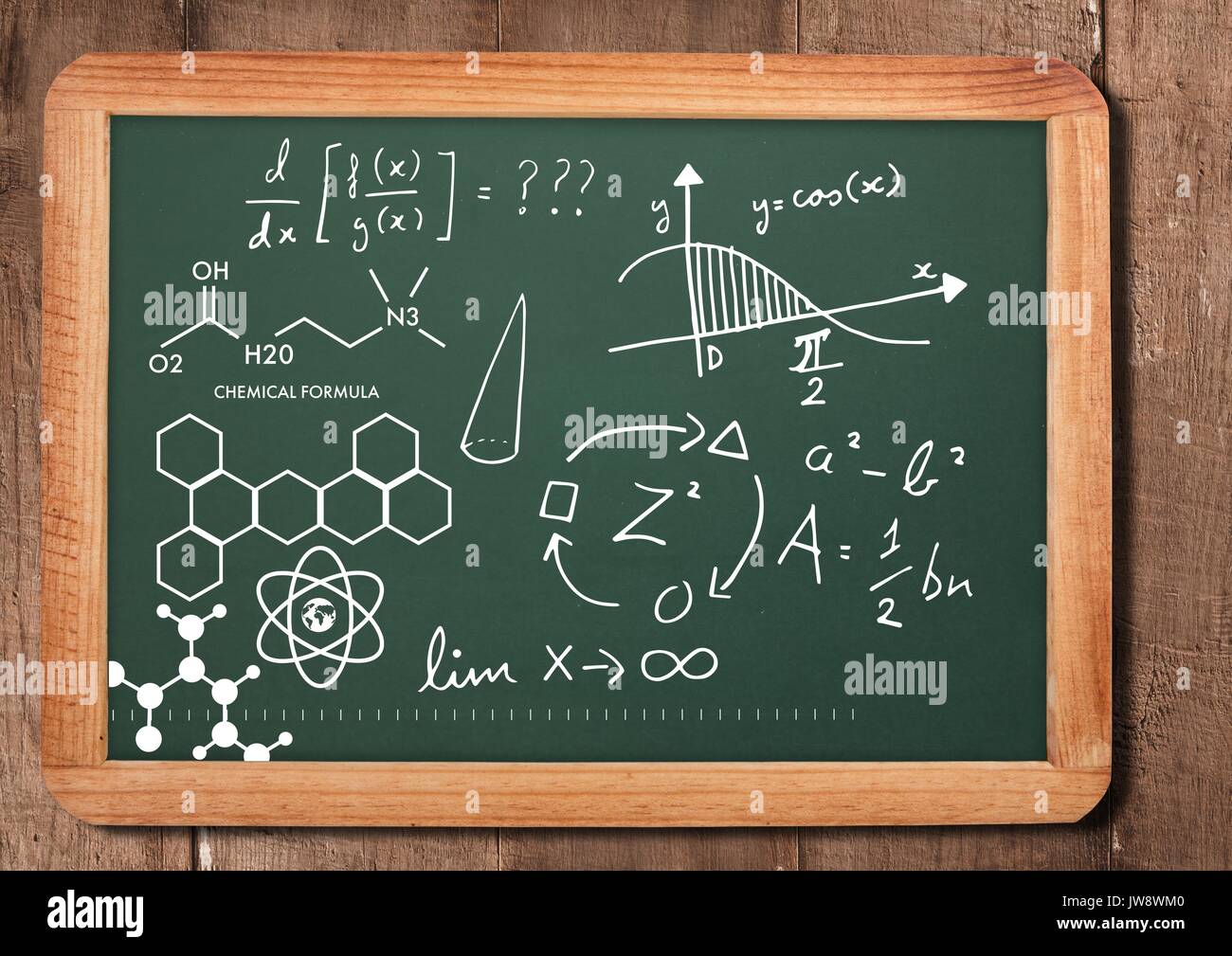 Compuesta Digital de ciencias químicas fórmula sobre la pizarra Fotografía  de stock - Alamy