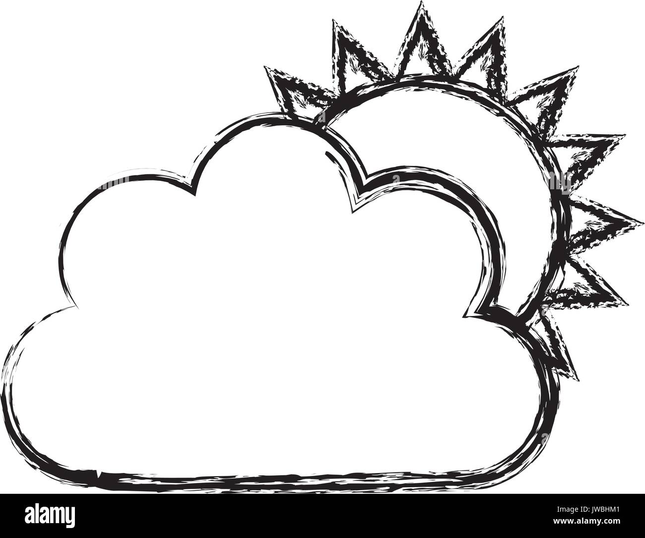 Icono De Sol Y Nubes Sobre Fondo Blanco Ilustración Vectorial Imagen