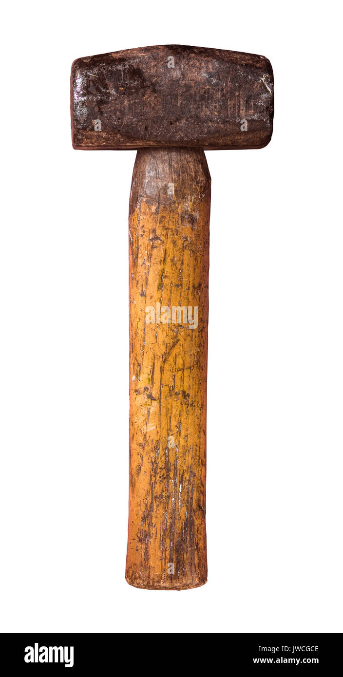 Sucio aislado un martillo o un mazo o martillo sobre un fondo blanco  Fotografía de stock - Alamy