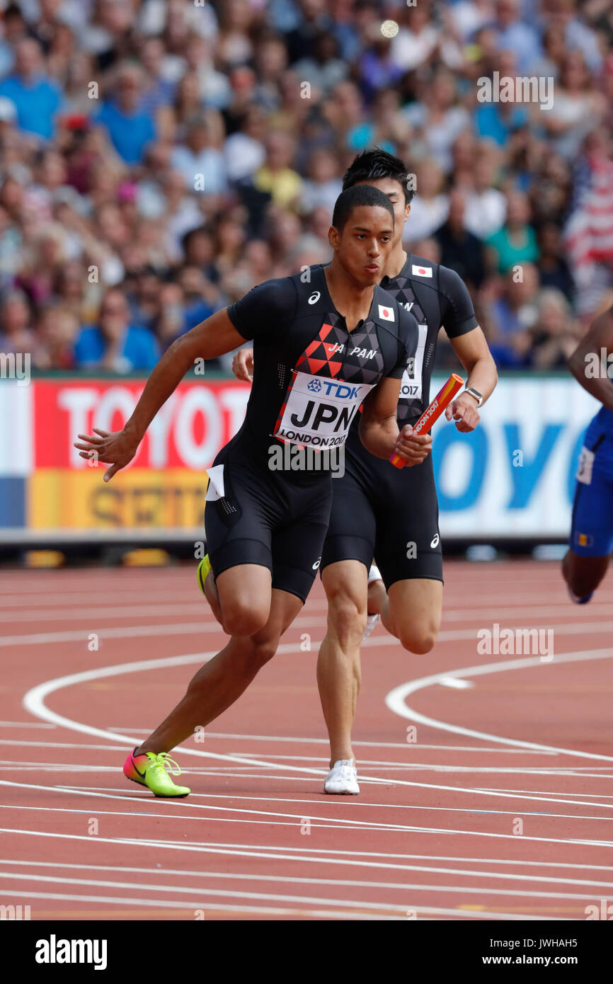 Londres, Reino Unido. 12 Aug, 2017. Aska Cambridge (JPN) : Campeonatos Mundiales de Atletismo de la IAAF de Londres 2017 hombres 4100m relevos de calor en el estadio de Londres en Londres, Reino Unido. Crédito: AFLO/Alamy Live News Foto de stock