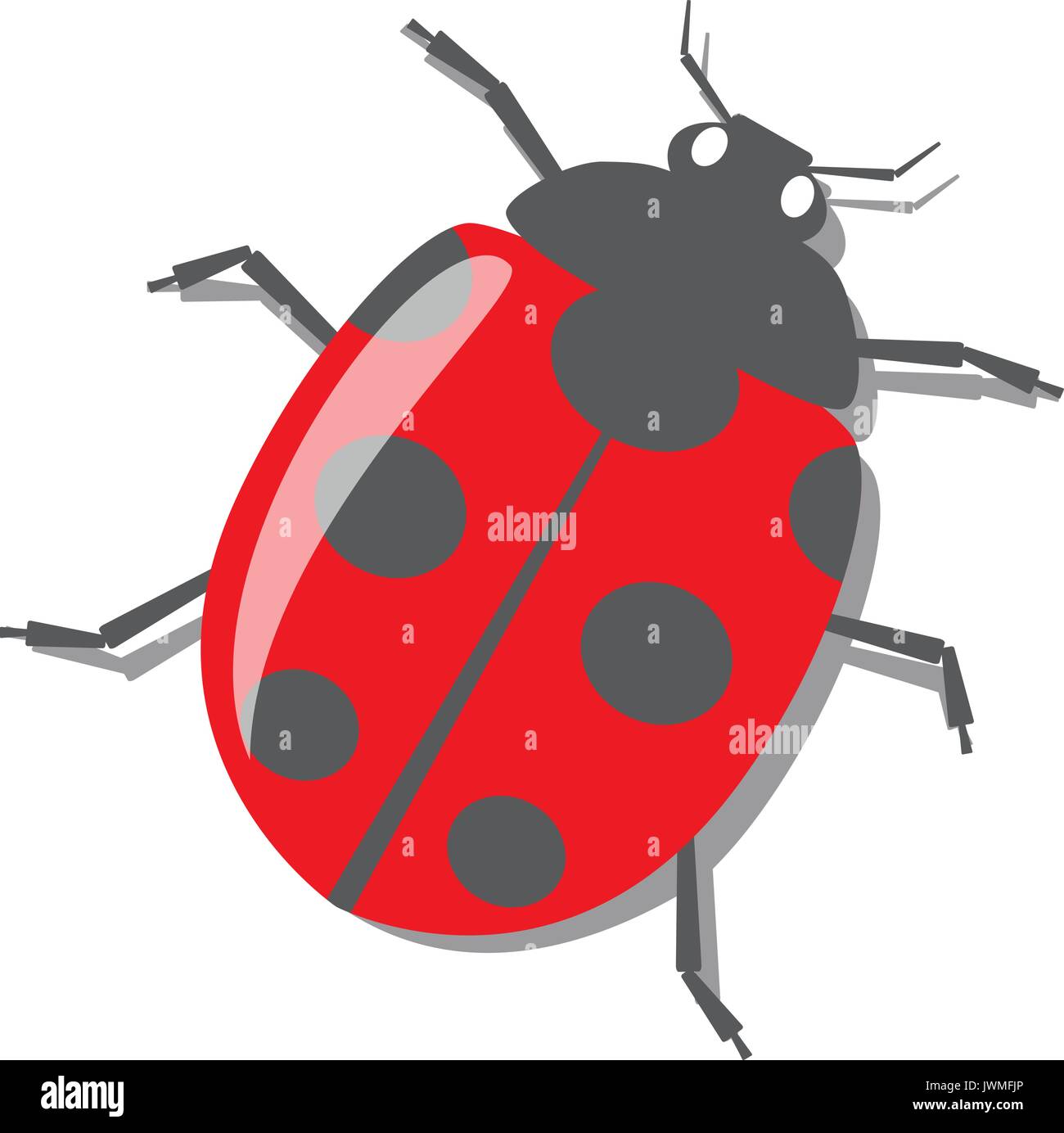 Ladybug manchada de siete rojo con sombra ilustración vectorial Ilustración del Vector