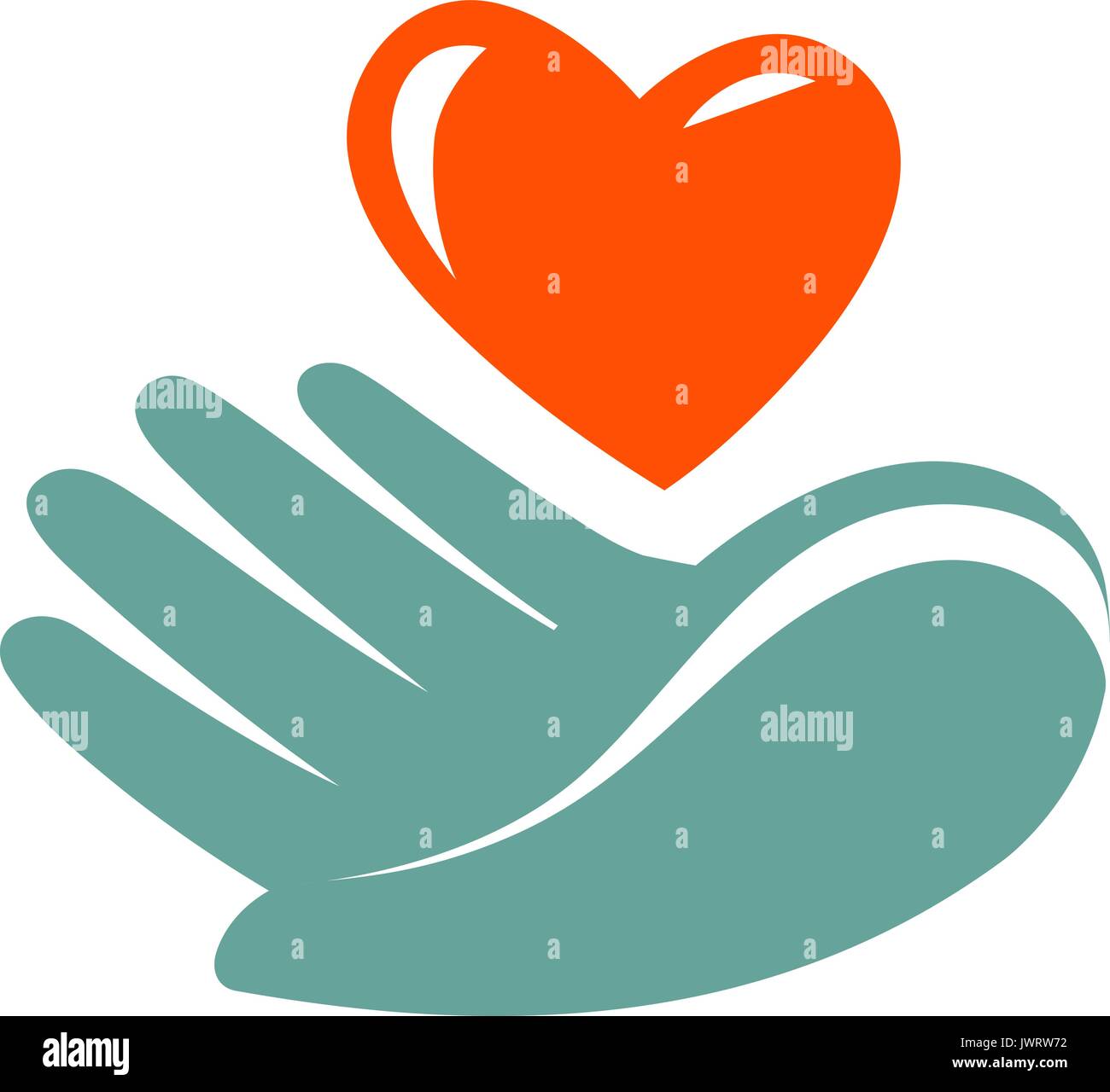 Donación de caridad, logotipo o etiqueta. Mano sujetando icono con forma de corazón. Símbolo de vectores Ilustración del Vector