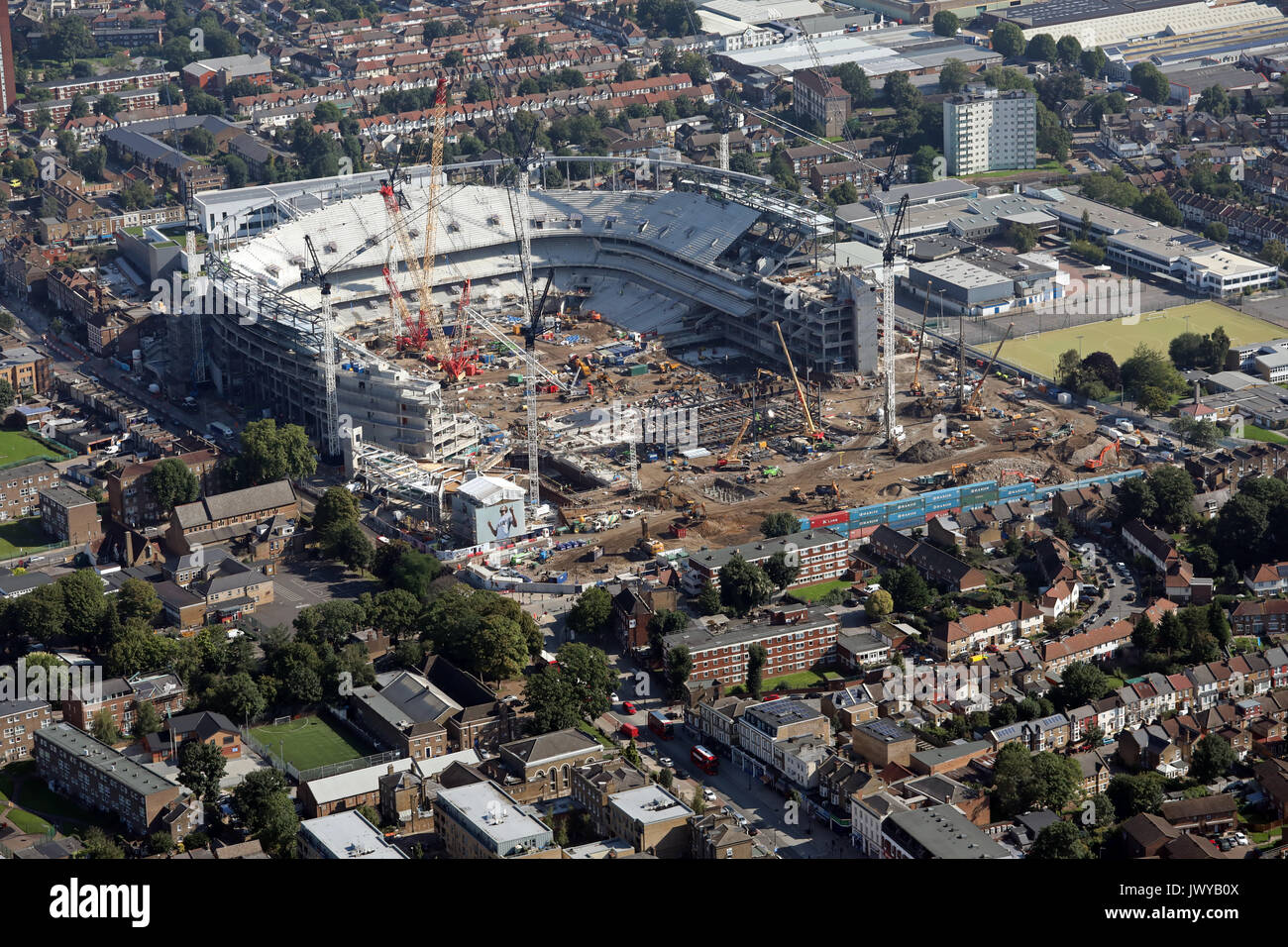 Vista aérea del Tottenham Hotspur Stadium en construcción, Londres, Reino Unido Foto de stock