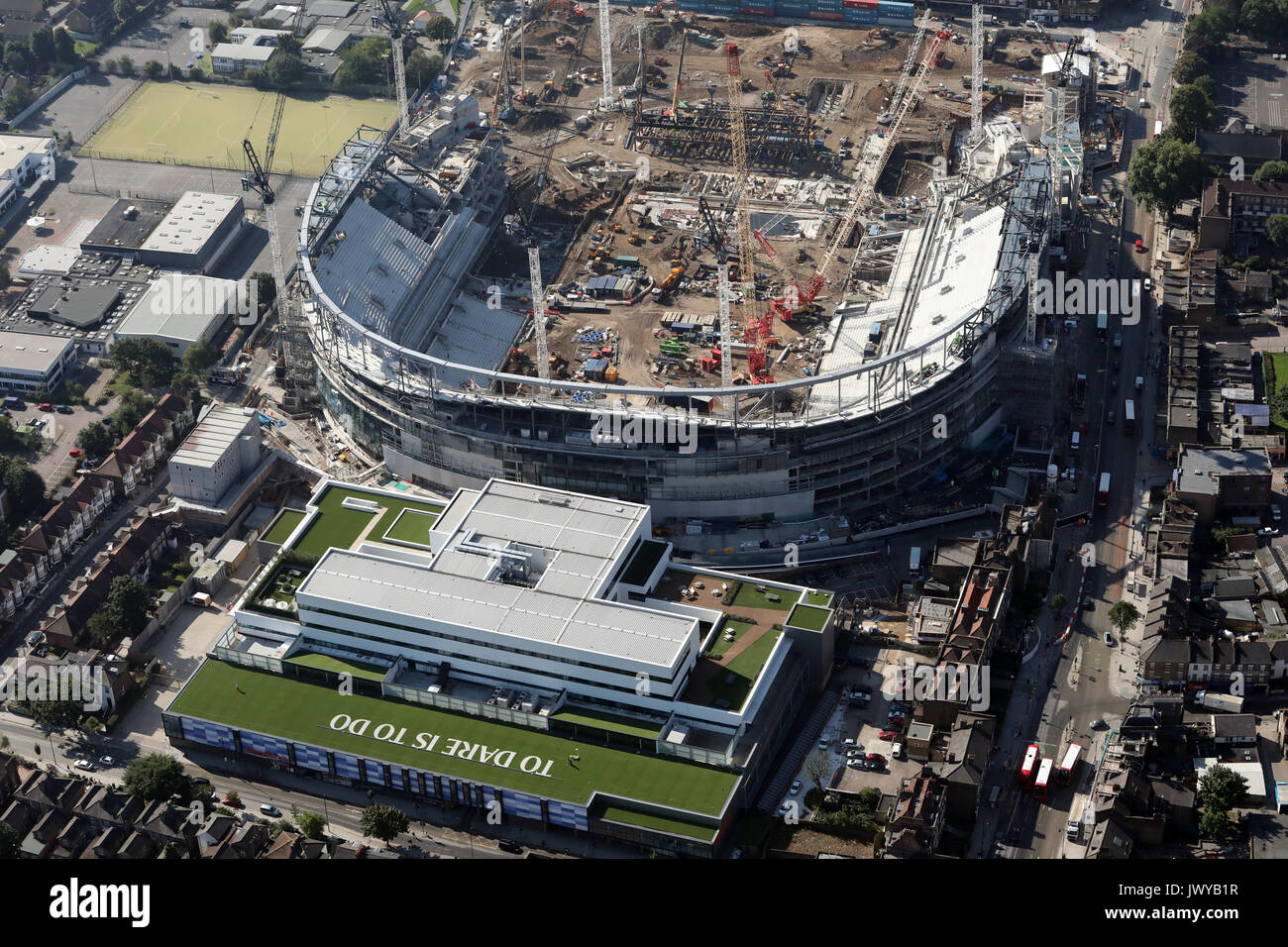 Vista aérea de Tottenham Hotspur White Hart Lane nuevo estadio en construcción, Londres, Reino Unido. Foto de stock